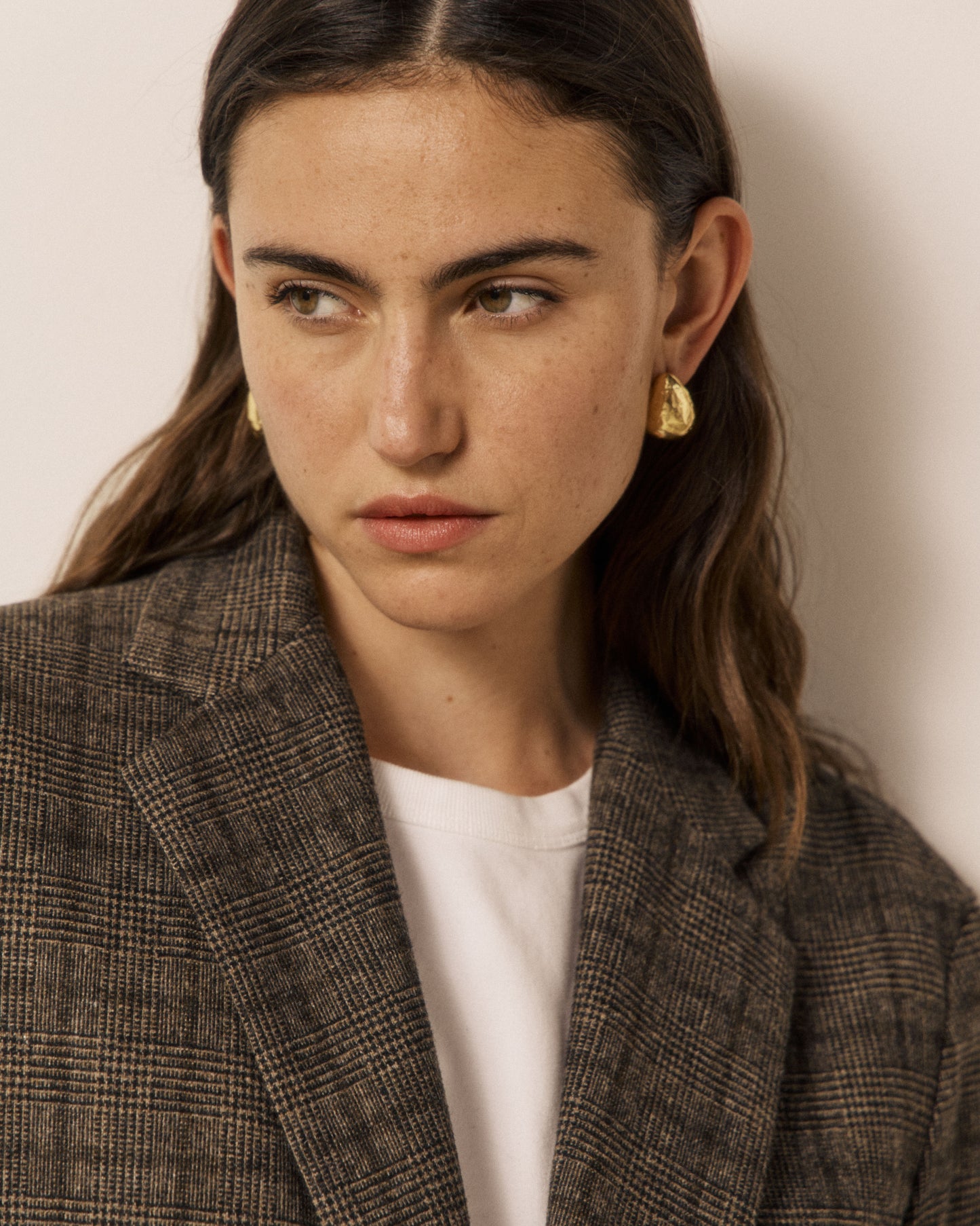 Veste Femme en Laine imprimé Princes de Galles Marron Victo