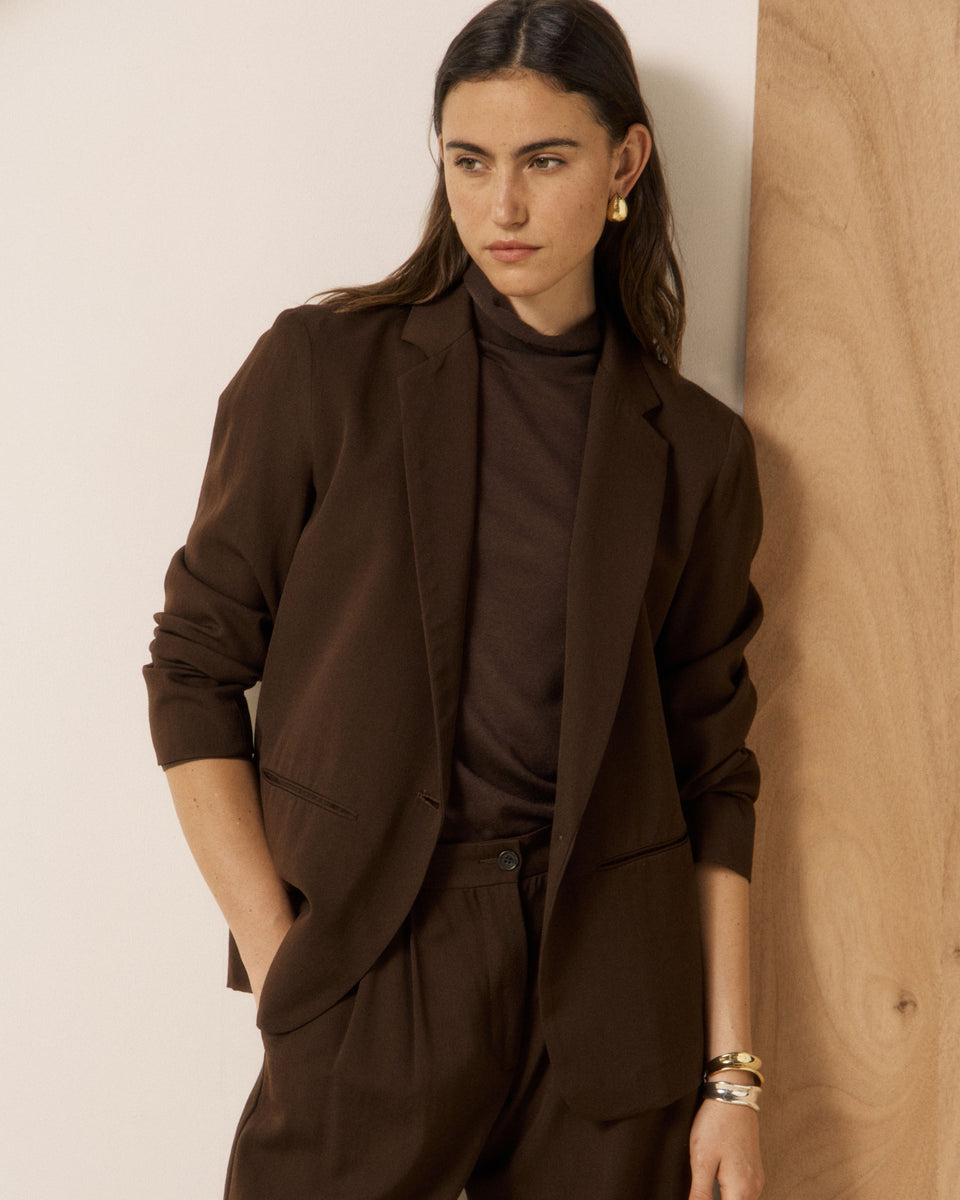 Virna Women's Brown Extra-Fine Virgin Wool Jacket - Image principale