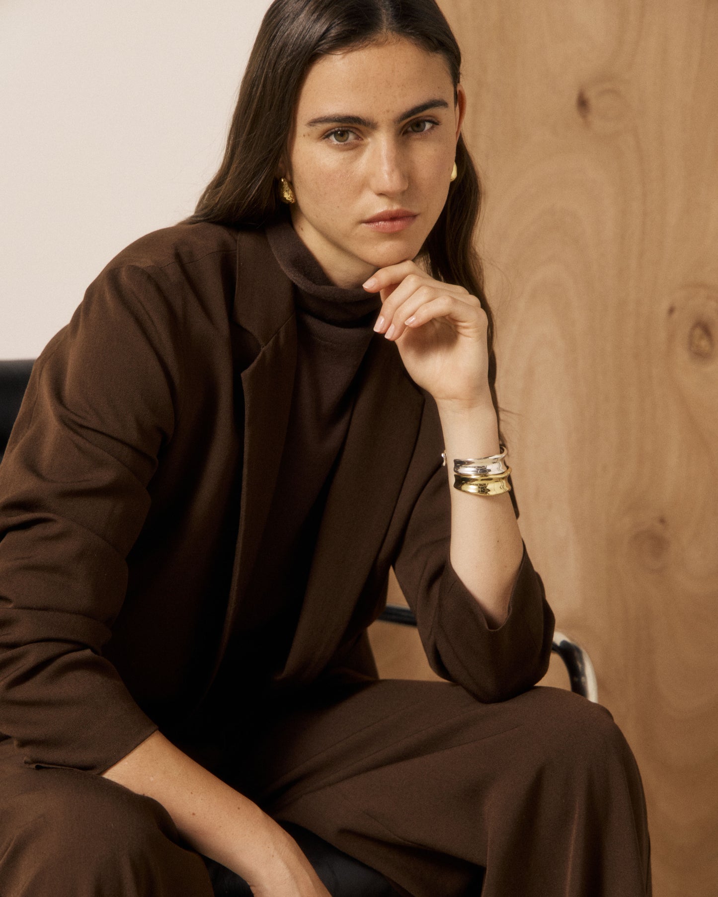 Veste Femme en Laine Vierge Extrafine Marron Virna