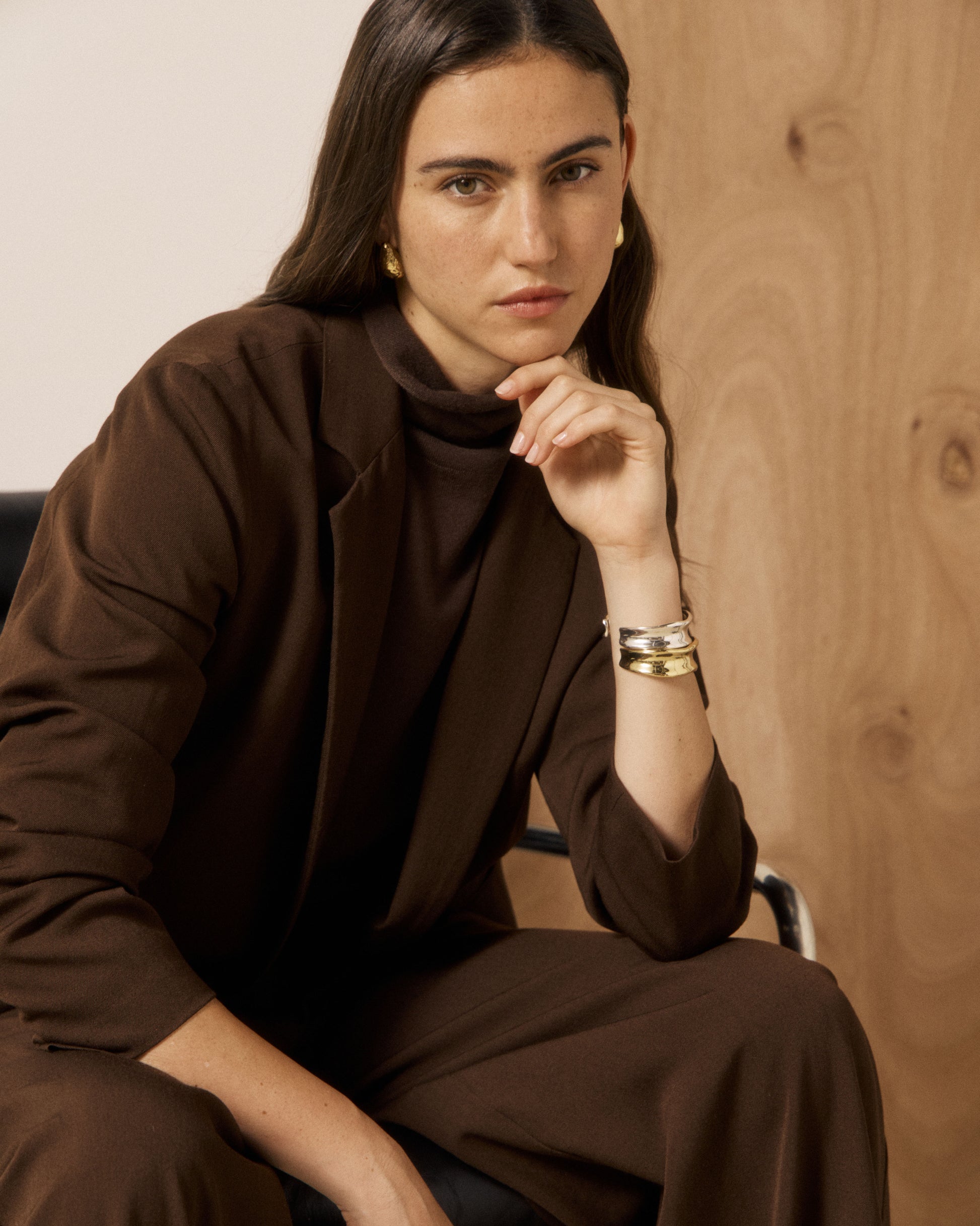 Veste Femme en Laine Vierge Extrafine Marron Virna