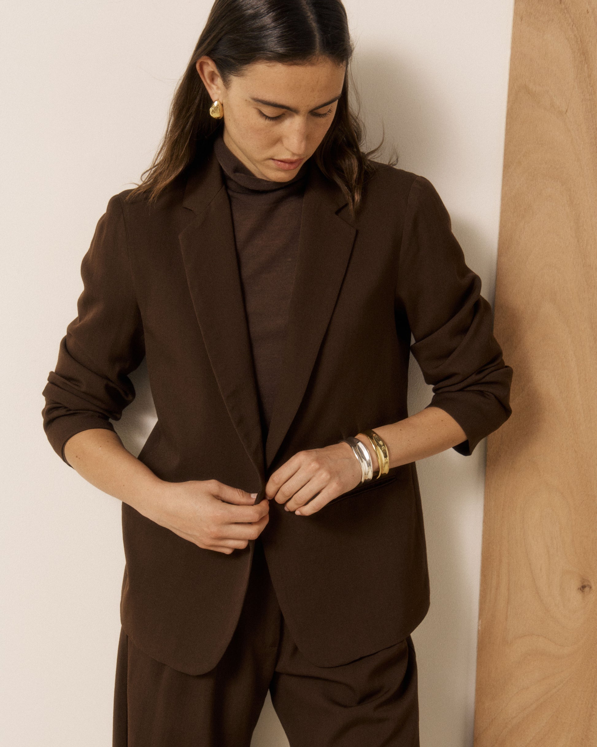 Veste Femme en Laine Vierge Extrafine Marron Virna