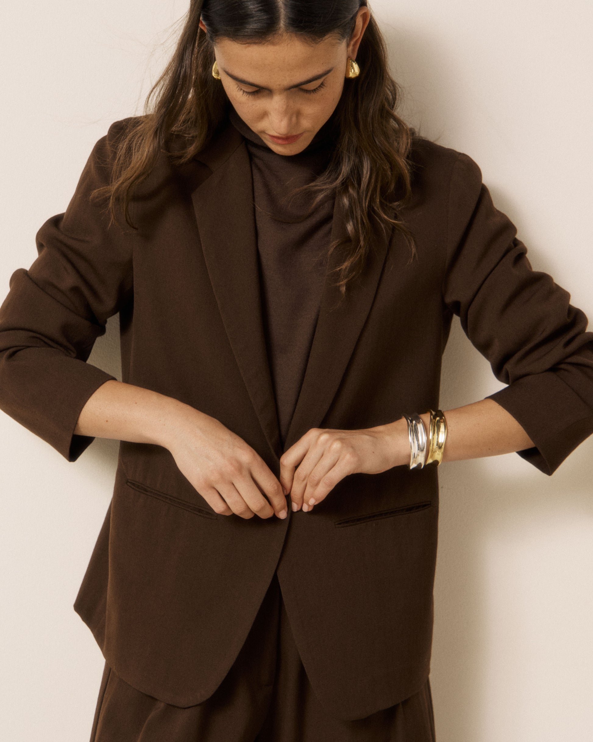 Veste Femme en Laine Vierge Extrafine Marron Virna