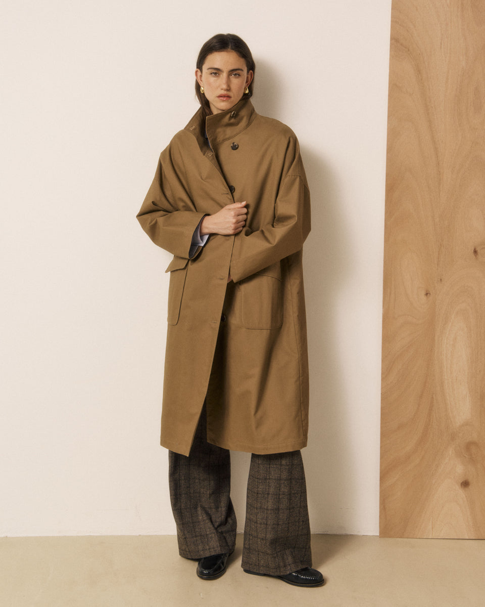 Manteau Femme en Gabardine de Coton Déperlante Kaki Vito - Image 3