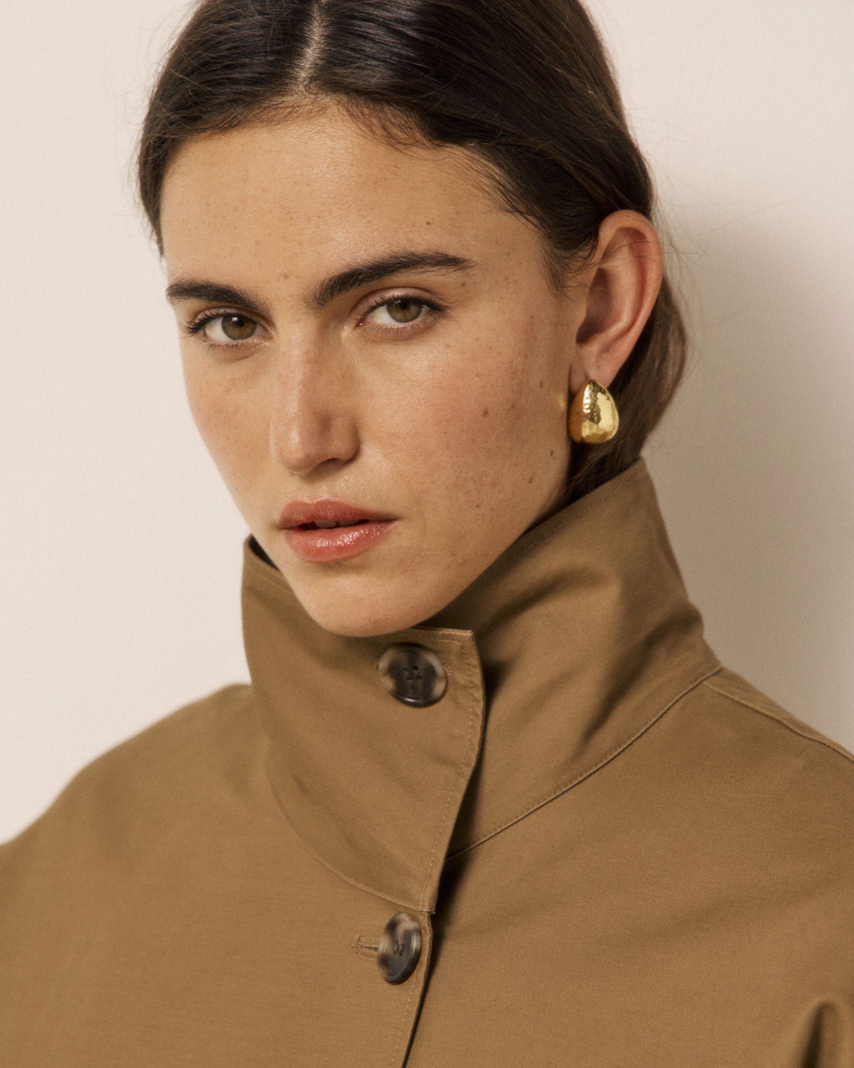 Manteau Femme en Gabardine de Coton Déperlante Kaki Vito