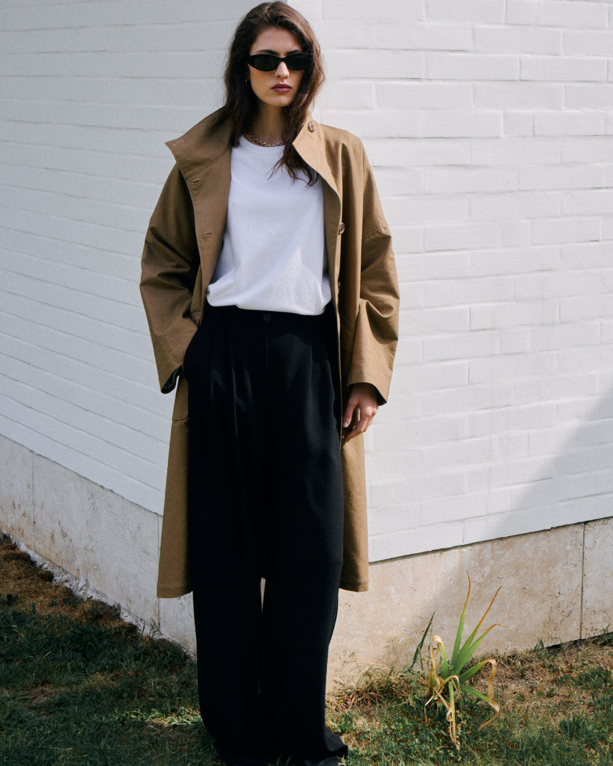 Manteau Femme en Gabardine de Coton Déperlante Kaki Vito