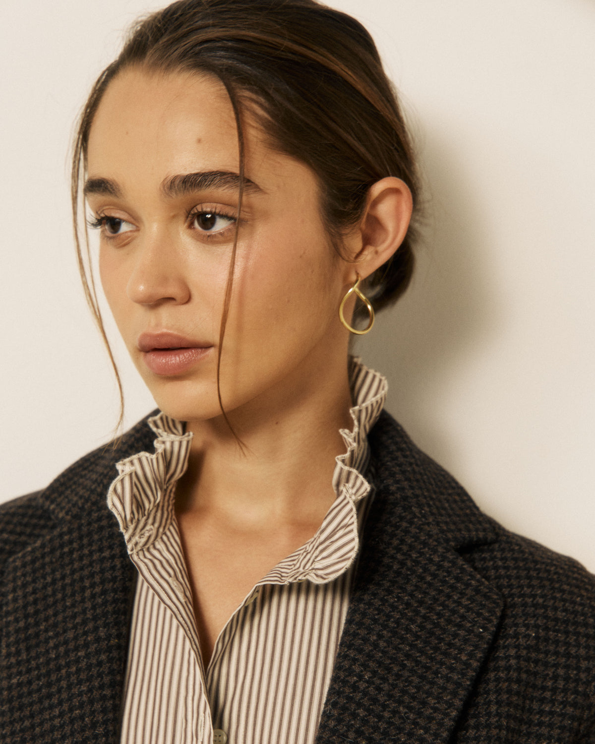 Veste Femme en Tweed Imprimé Pied-de-poule Marron & Noir Vittoria