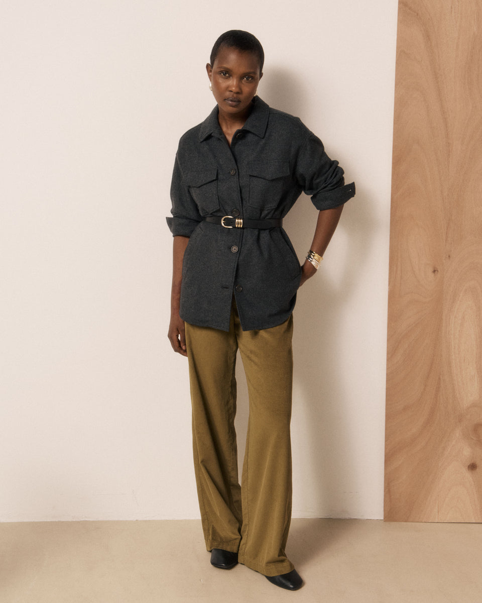 Veste Femme en Flanelle de Laine Gris Volti - Image principale