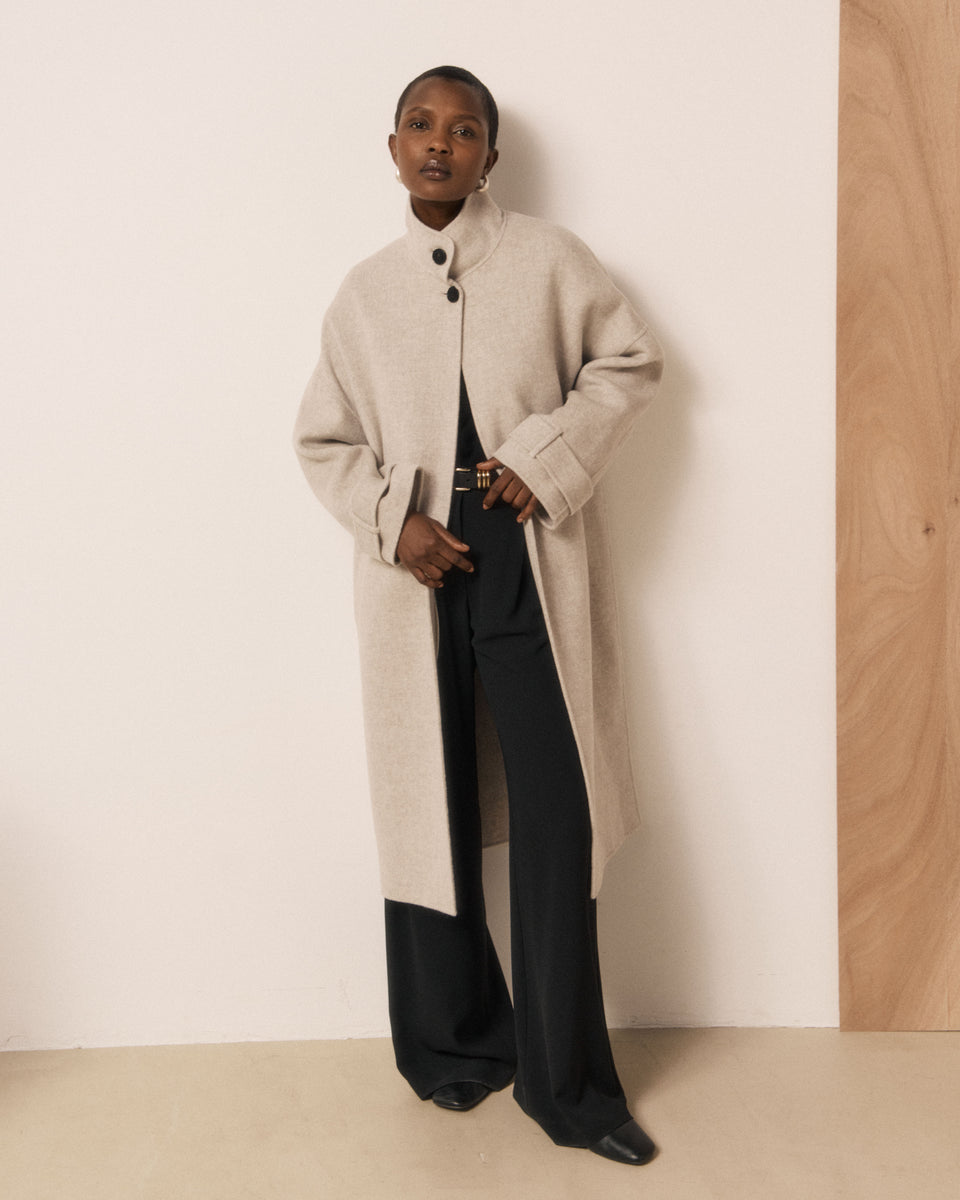 Vallen Women's Ecru Double-faced Wool Coat - Image principale
