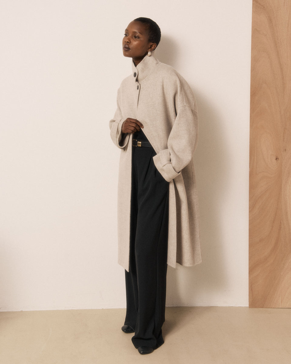 Vallen Women's Ecru Double-faced Wool Coat - Image 3