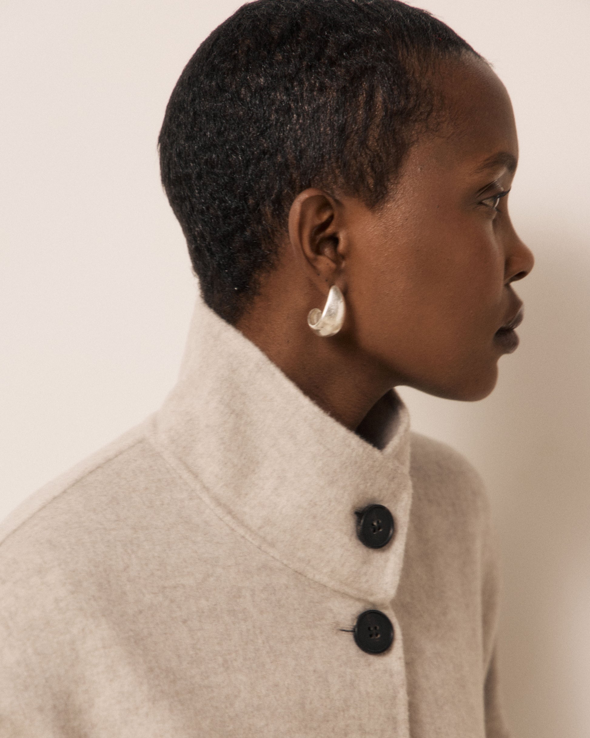 Manteau Femme en Laine Double Face Ecru Vallen