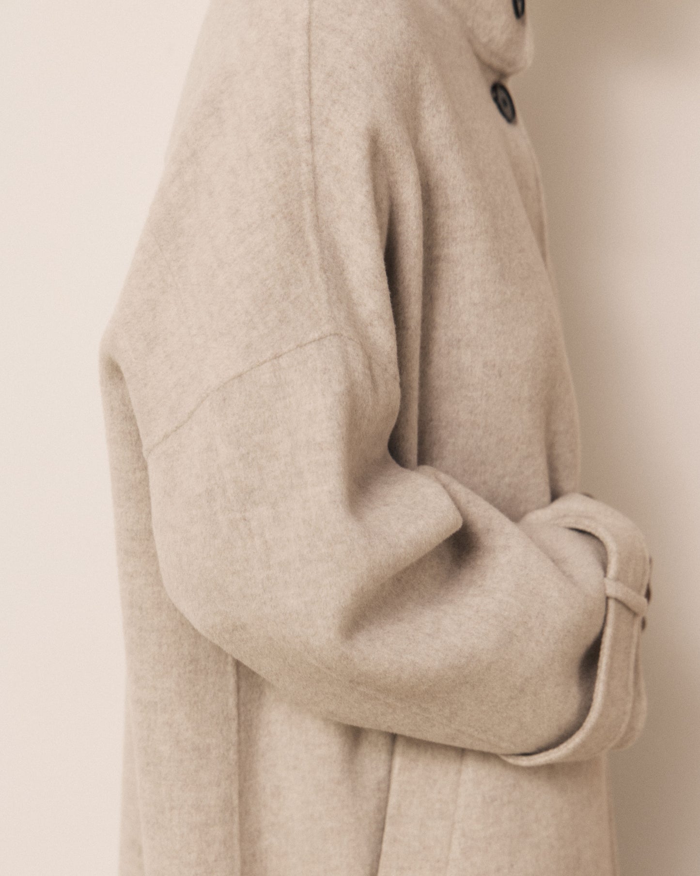 Manteau Femme en Laine Double Face Ecru Vallen