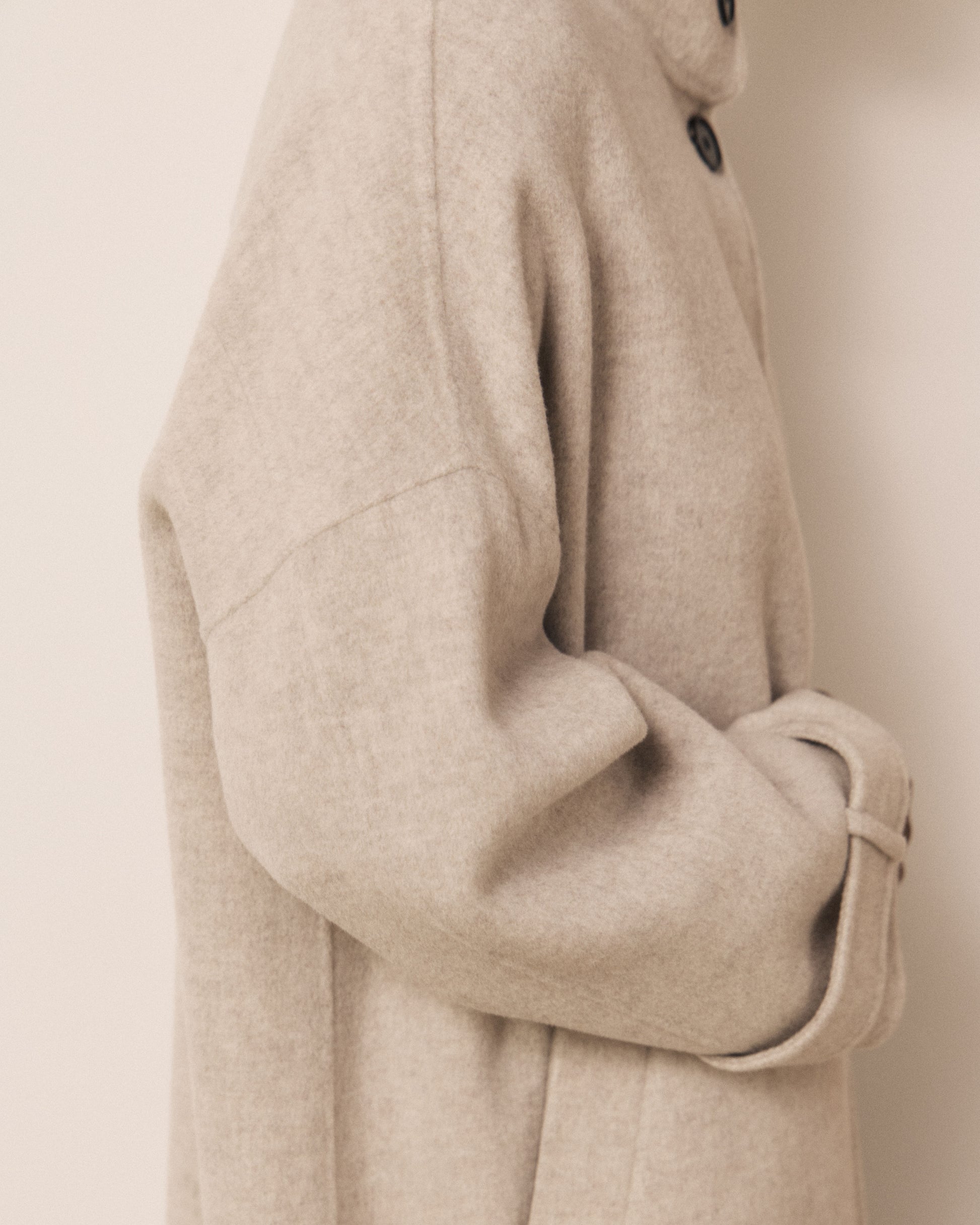 Manteau Femme en Laine Double Face Ecru Vallen
