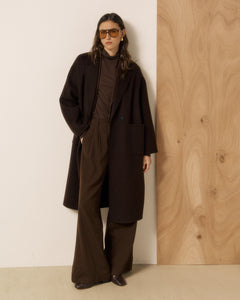 Manteau Femme en Laine Double Face Chocolat Vincenzo