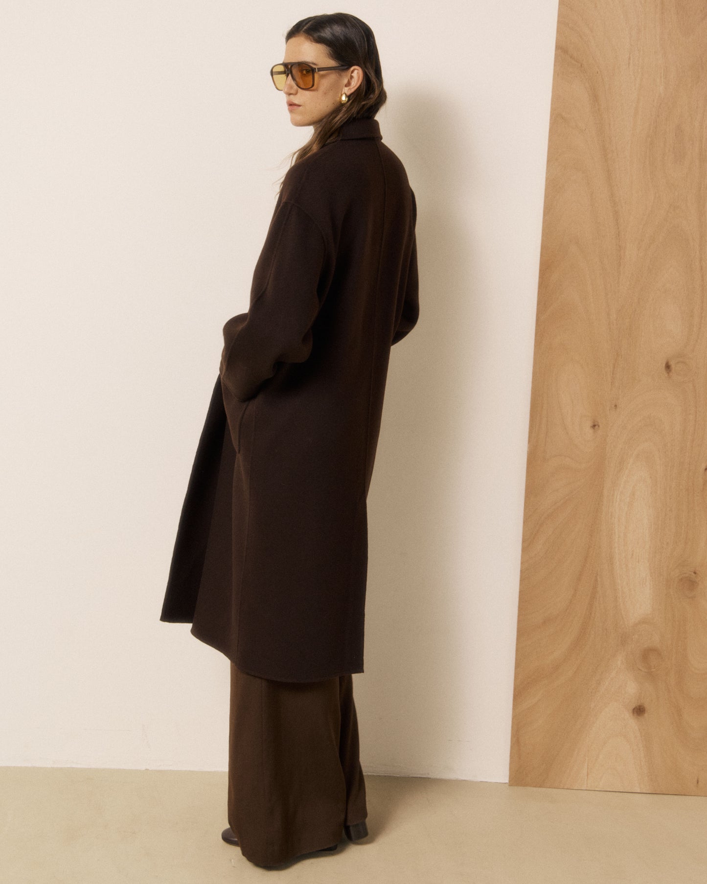 Manteau Femme en Laine Double Face Chocolat Vincenzo