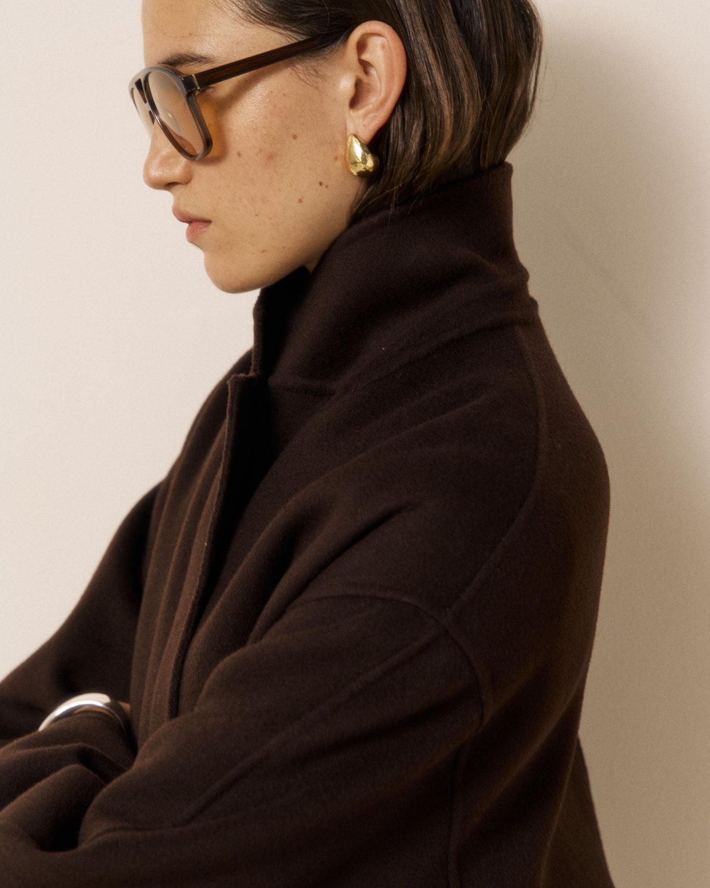 Manteau Femme en Laine Double Face Chocolat Vincenzo