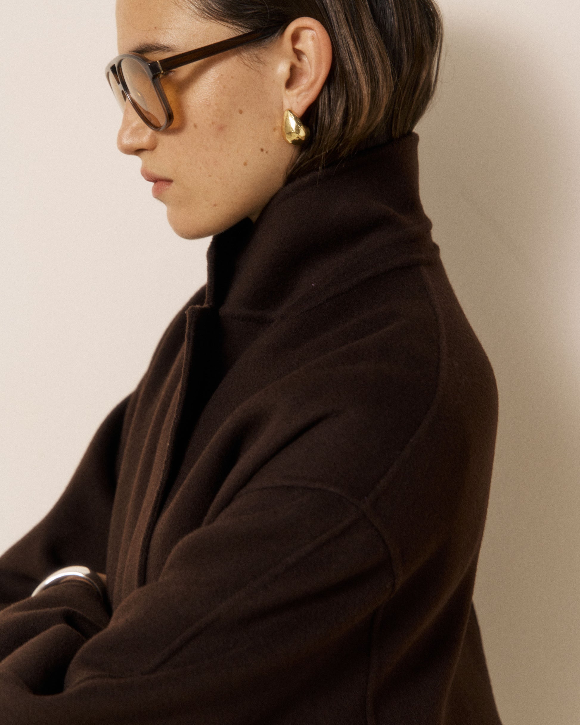 Manteau Femme en Laine Double Face Chocolat Vincenzo