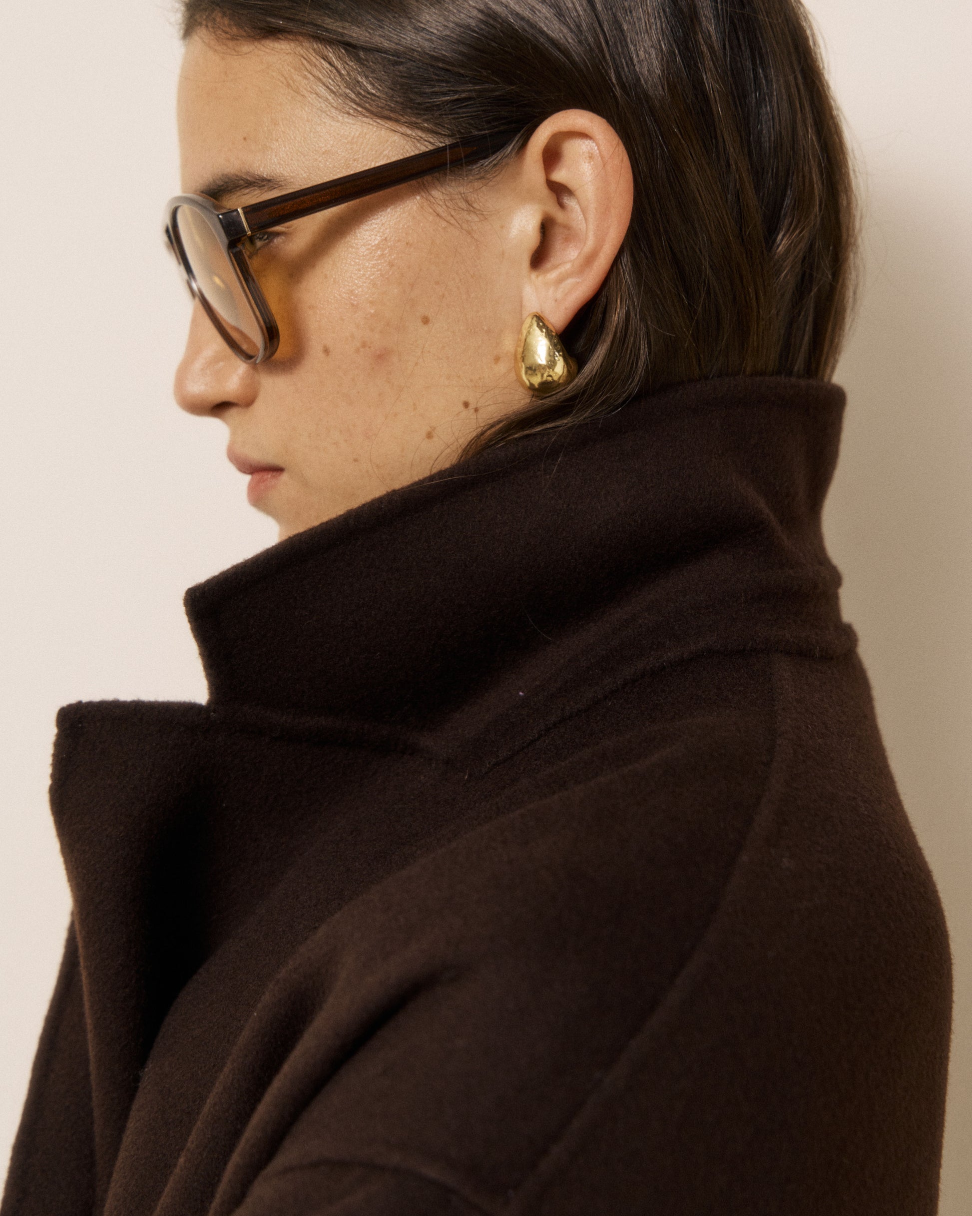 Manteau Femme en Laine Double Face Chocolat Vincenzo