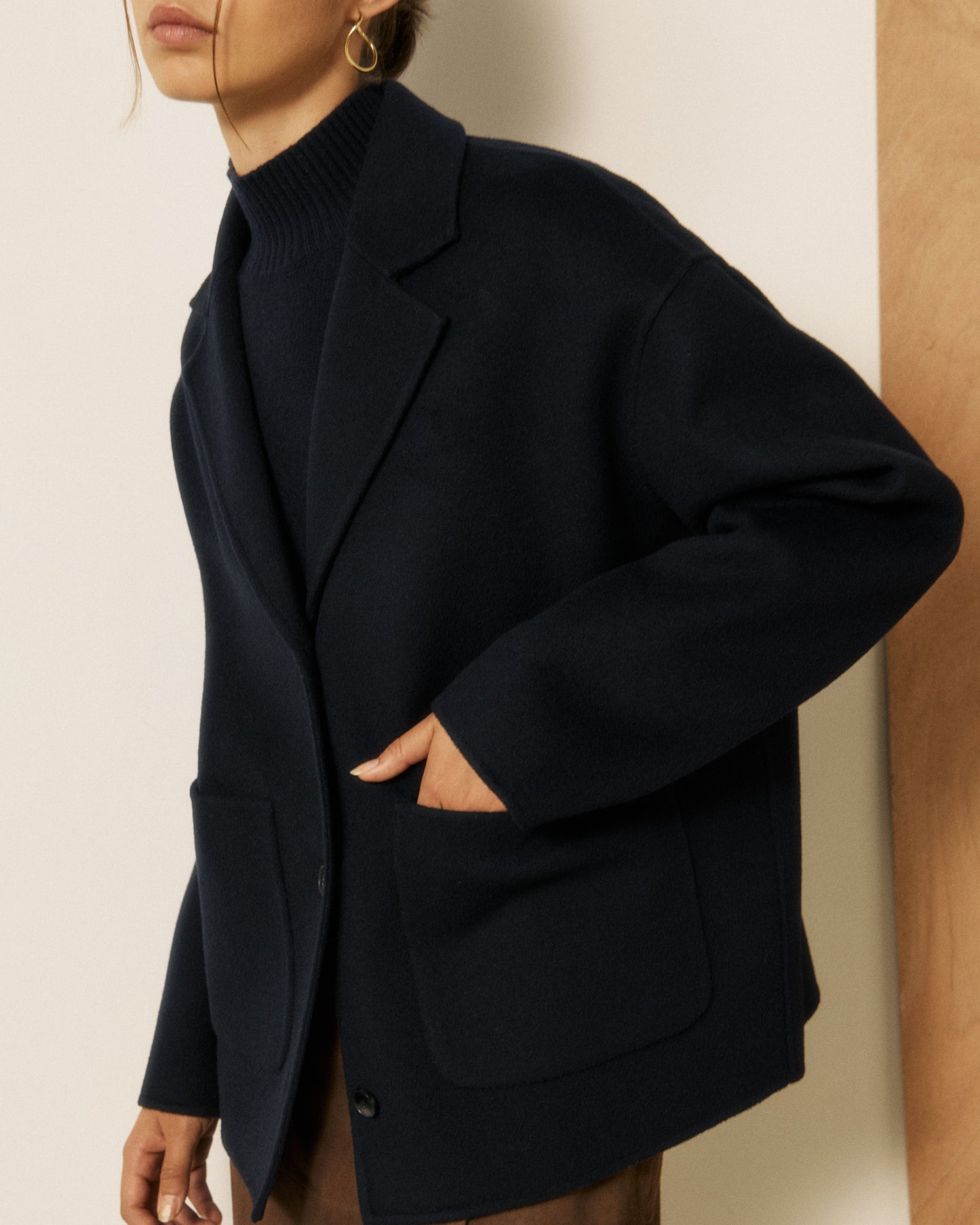 Veste Femme en Laine Double Face Bleu Marine Vox