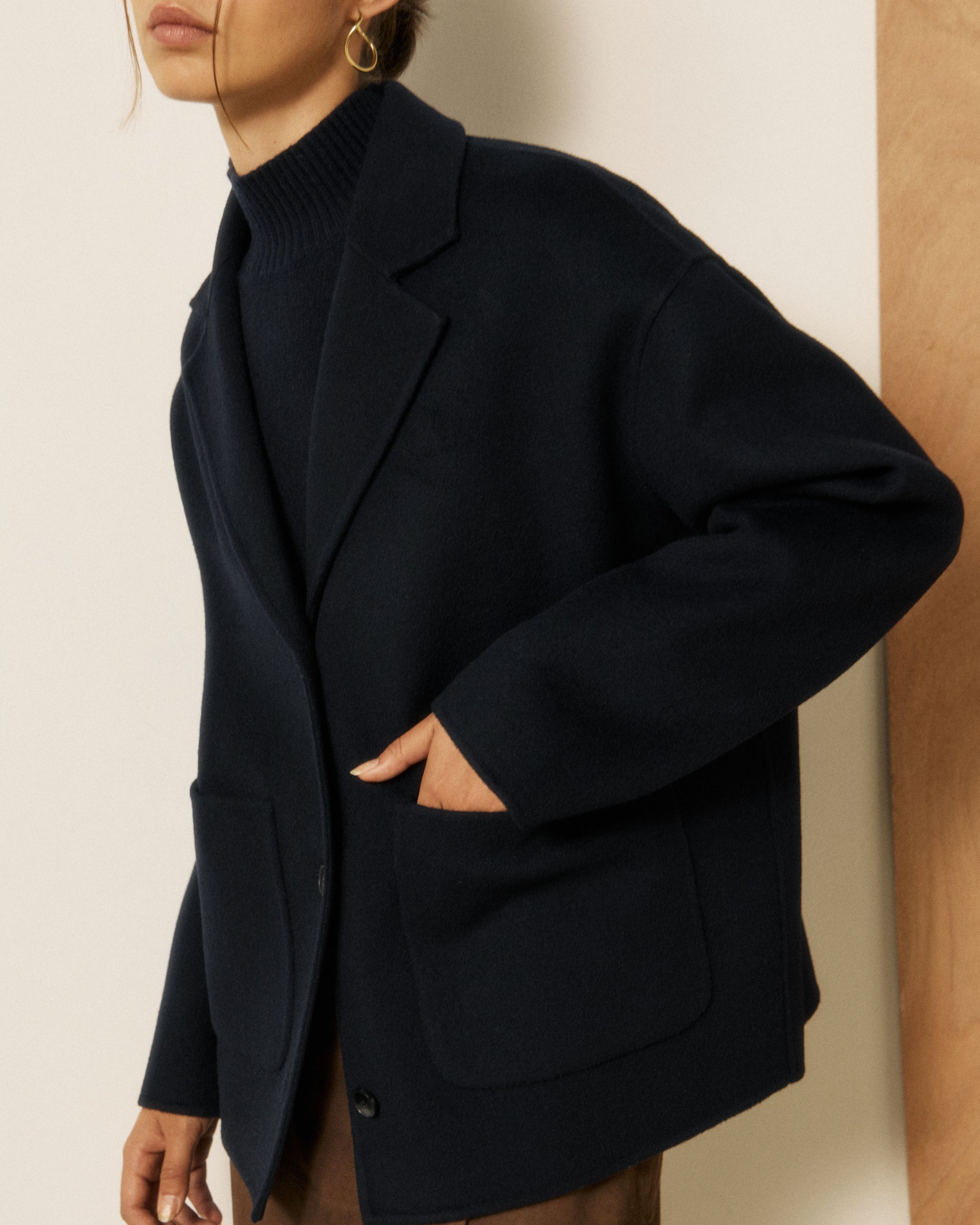 Veste Femme en Laine Double Face Bleu Marine Vox