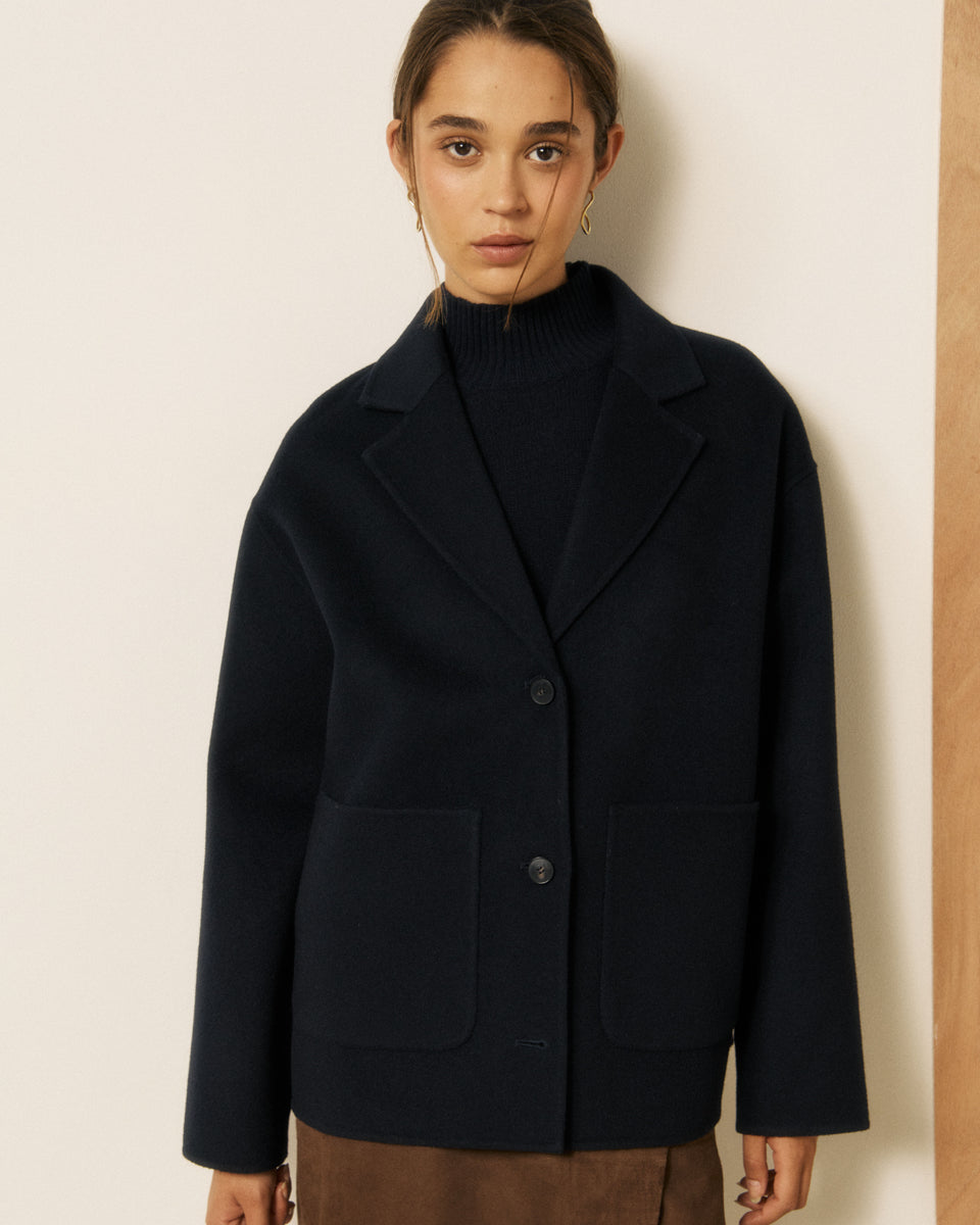 Vox Women's Navy Blue Double-faced Wool Jacket - Image 3