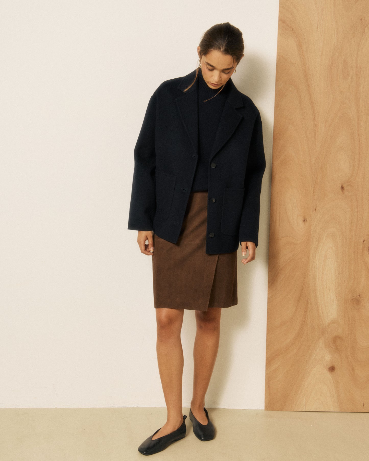 Veste Femme en Laine Double Face Bleu Marine Vox