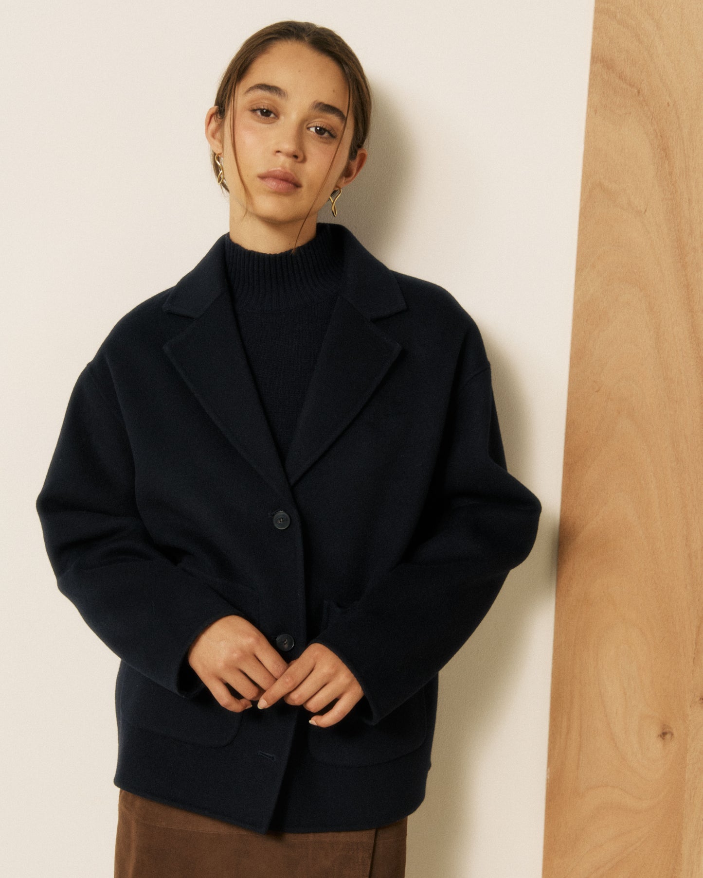 Veste Femme en Laine Double Face Bleu Marine Vox