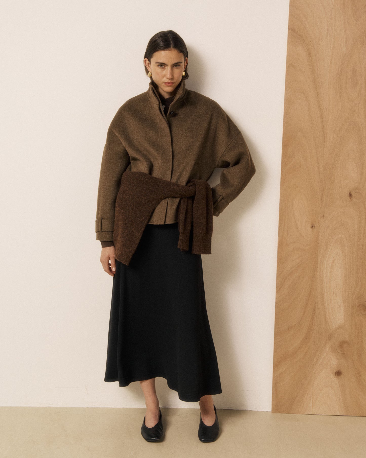 Blouson Femme en Laine Double Face Marron Volto