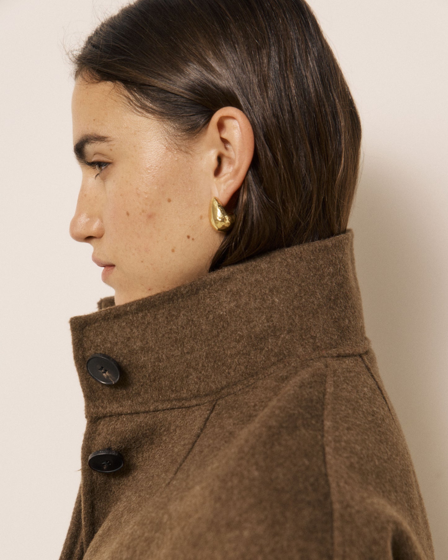Blouson Femme en Laine Double Face Marron Volto