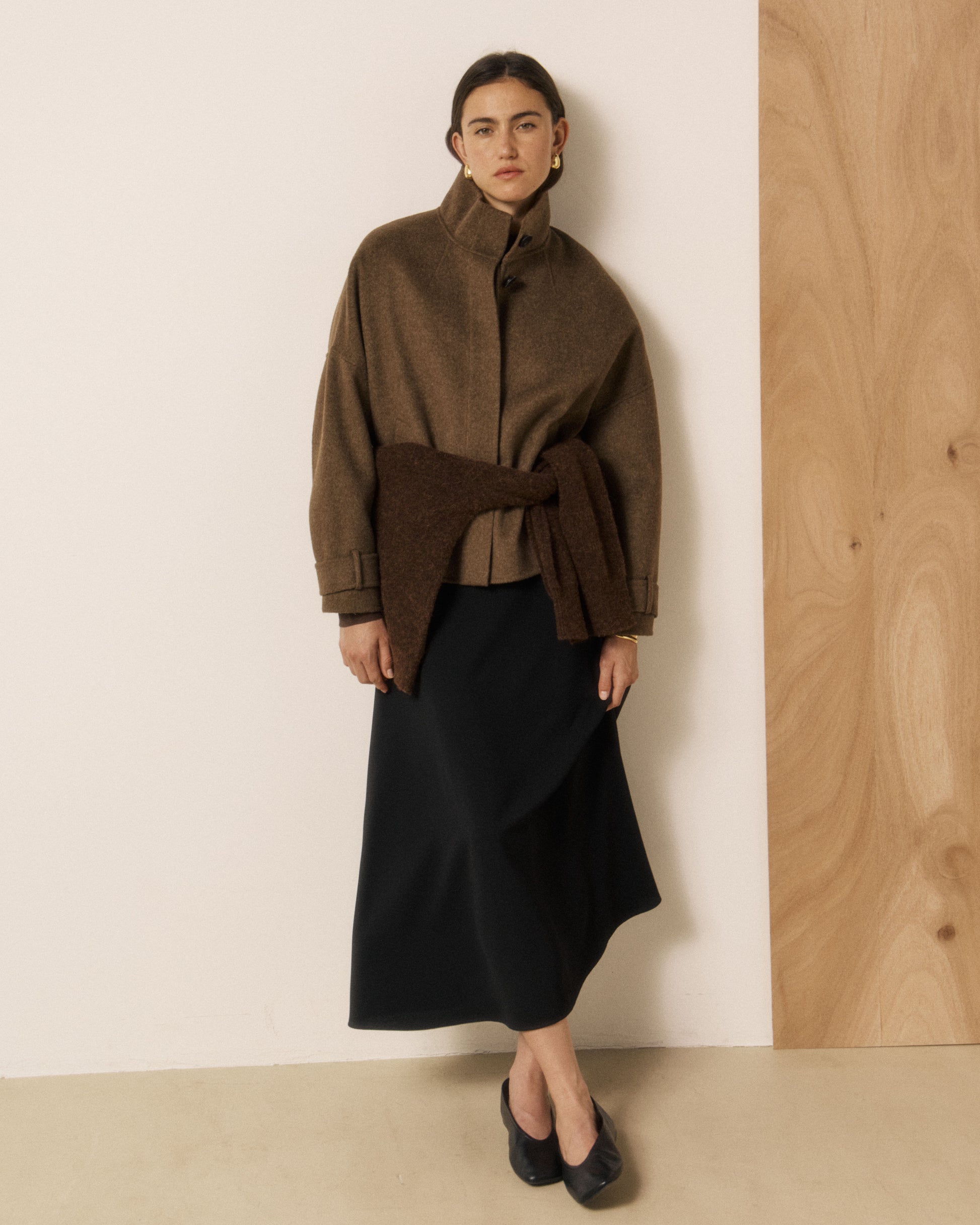 Blouson Femme en Laine Double Face Marron Volto