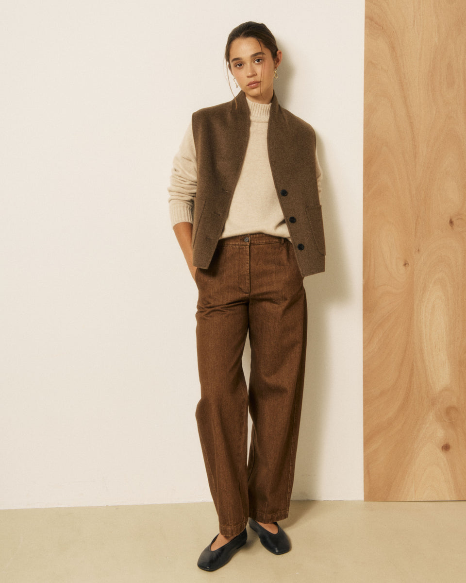 Vimo Women's Brown Double-faced Wool Vest - Image 3