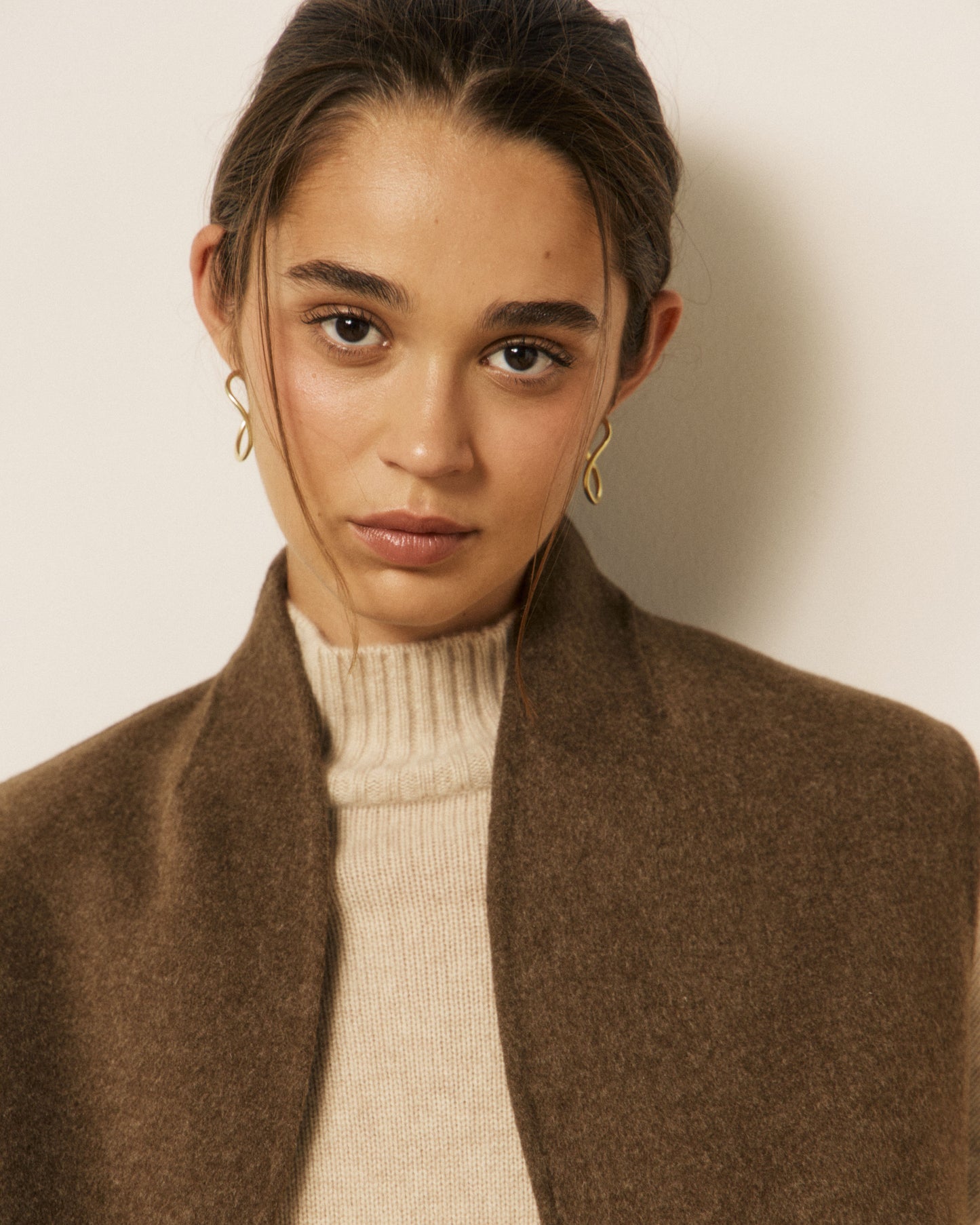 Gilet Femme en Laine Double Face Marron Vimo
