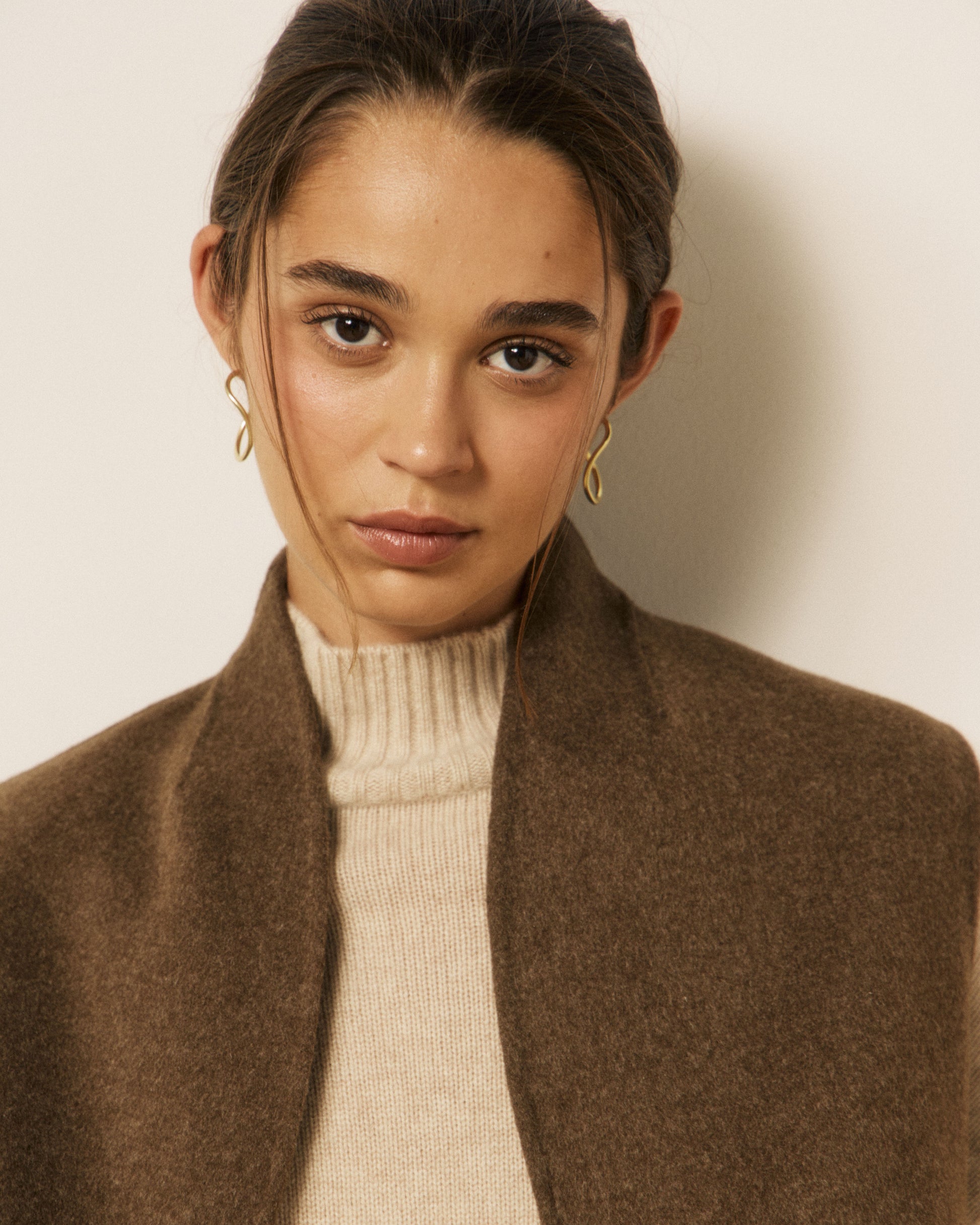 Gilet Femme en Laine Double Face Marron Vimo