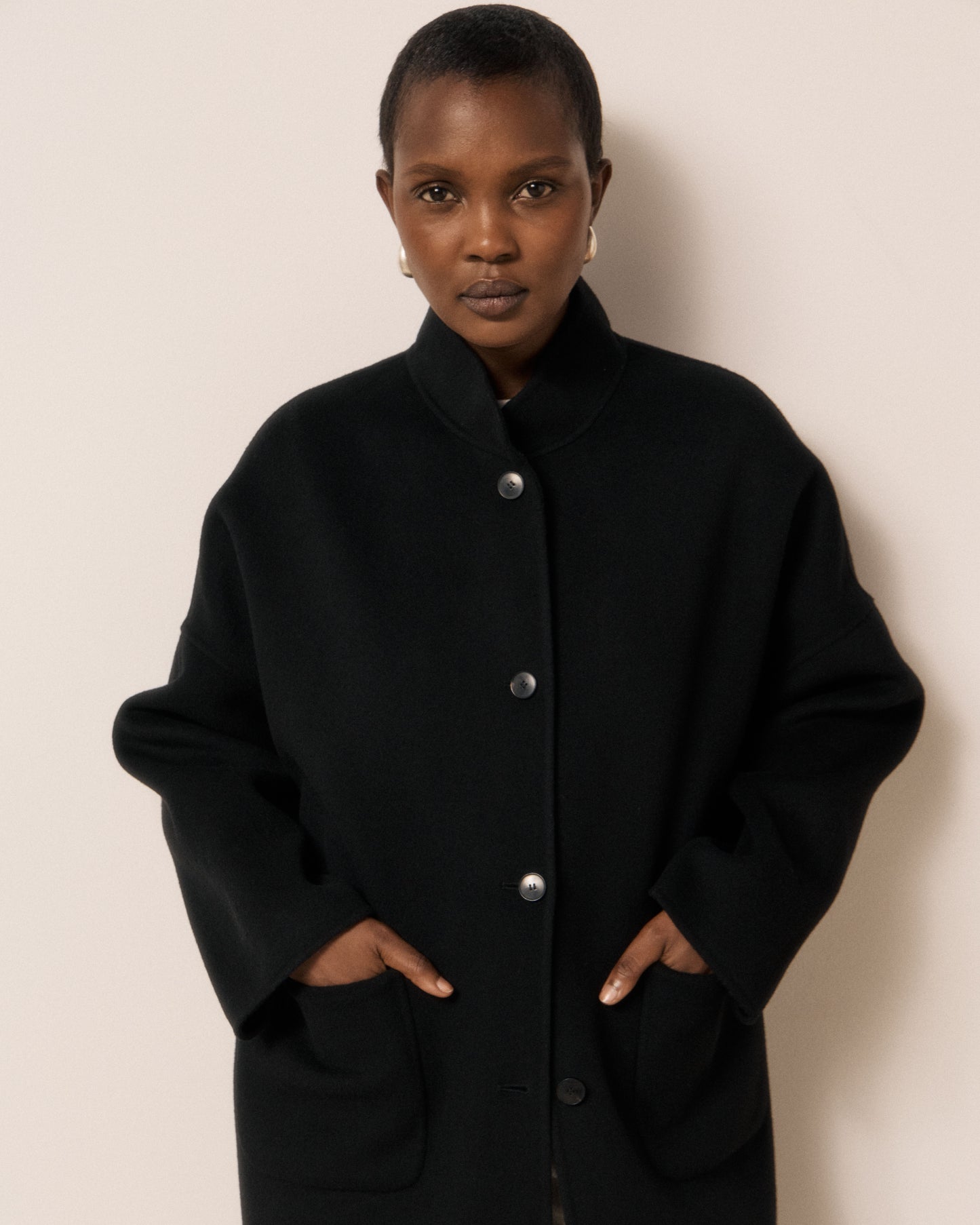 Veste Femme en Laine Double Face Noir Vadim