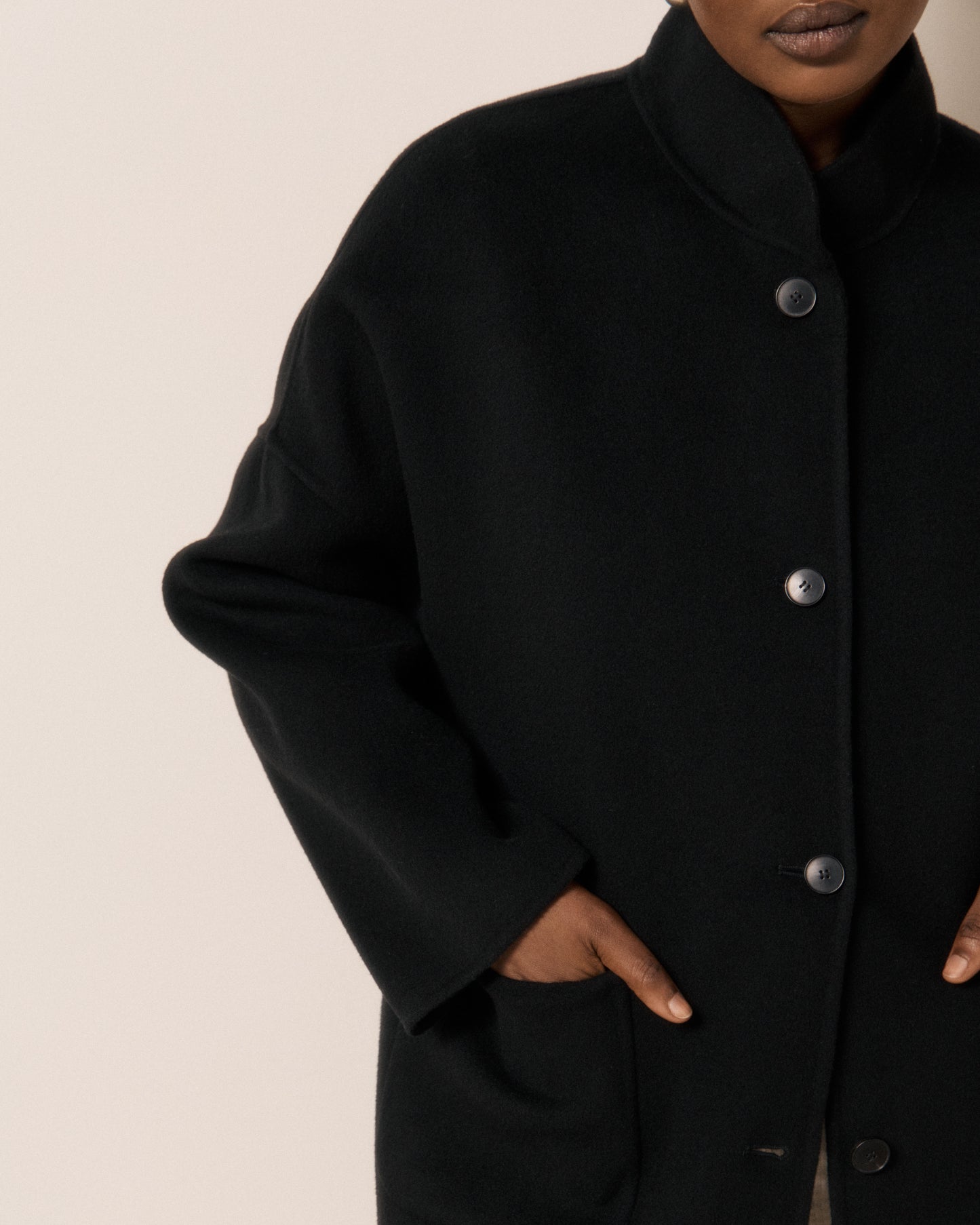 Veste Femme en Laine Double Face Noir Vadim