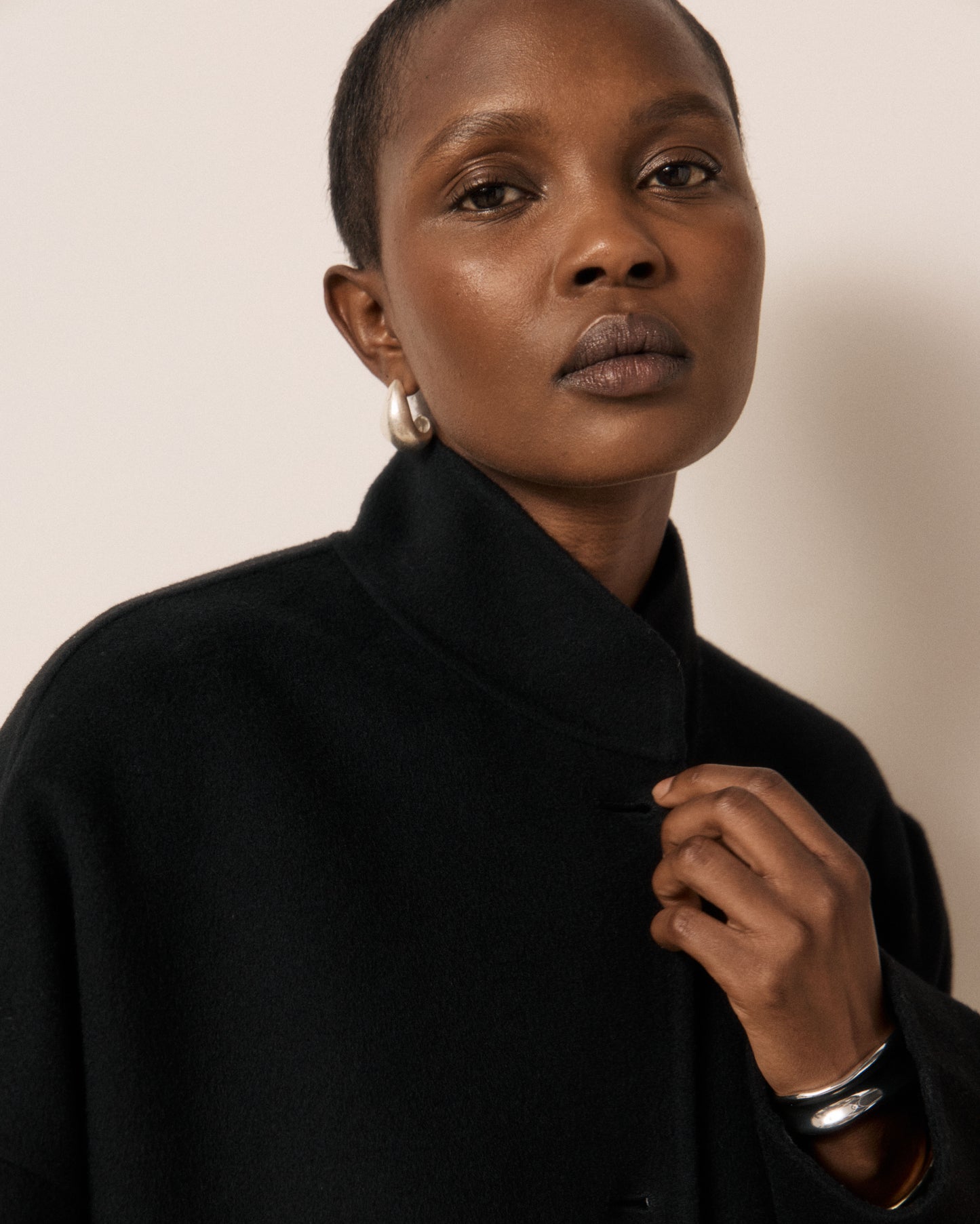 Veste Femme en Laine Double Face Noir Vadim