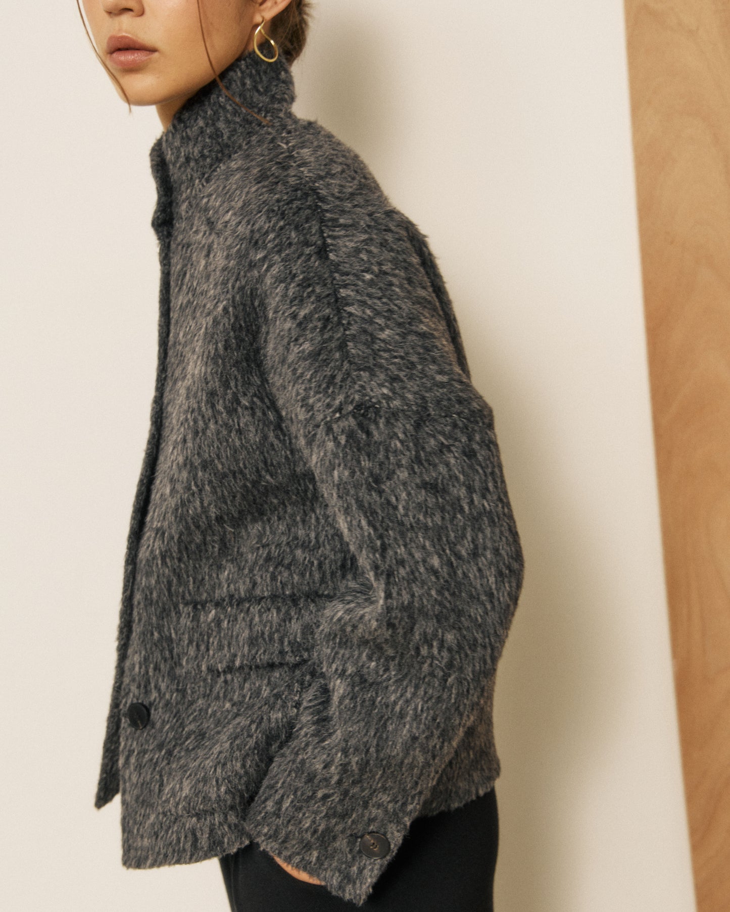 Veste Femme en Laine & Alpaga Double Face Gris Vivien