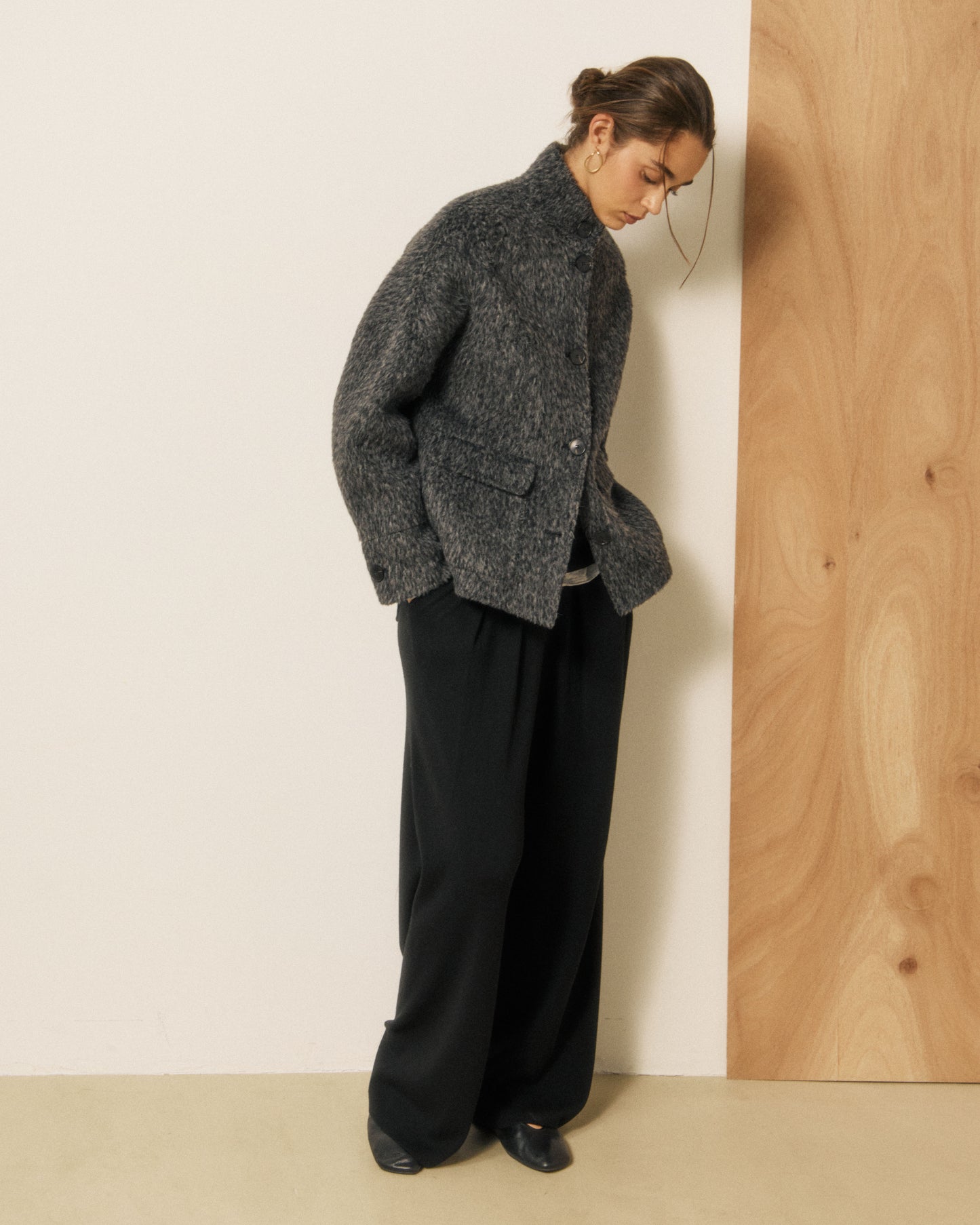 Veste Femme en Laine & Alpaga Double Face Gris Vivien