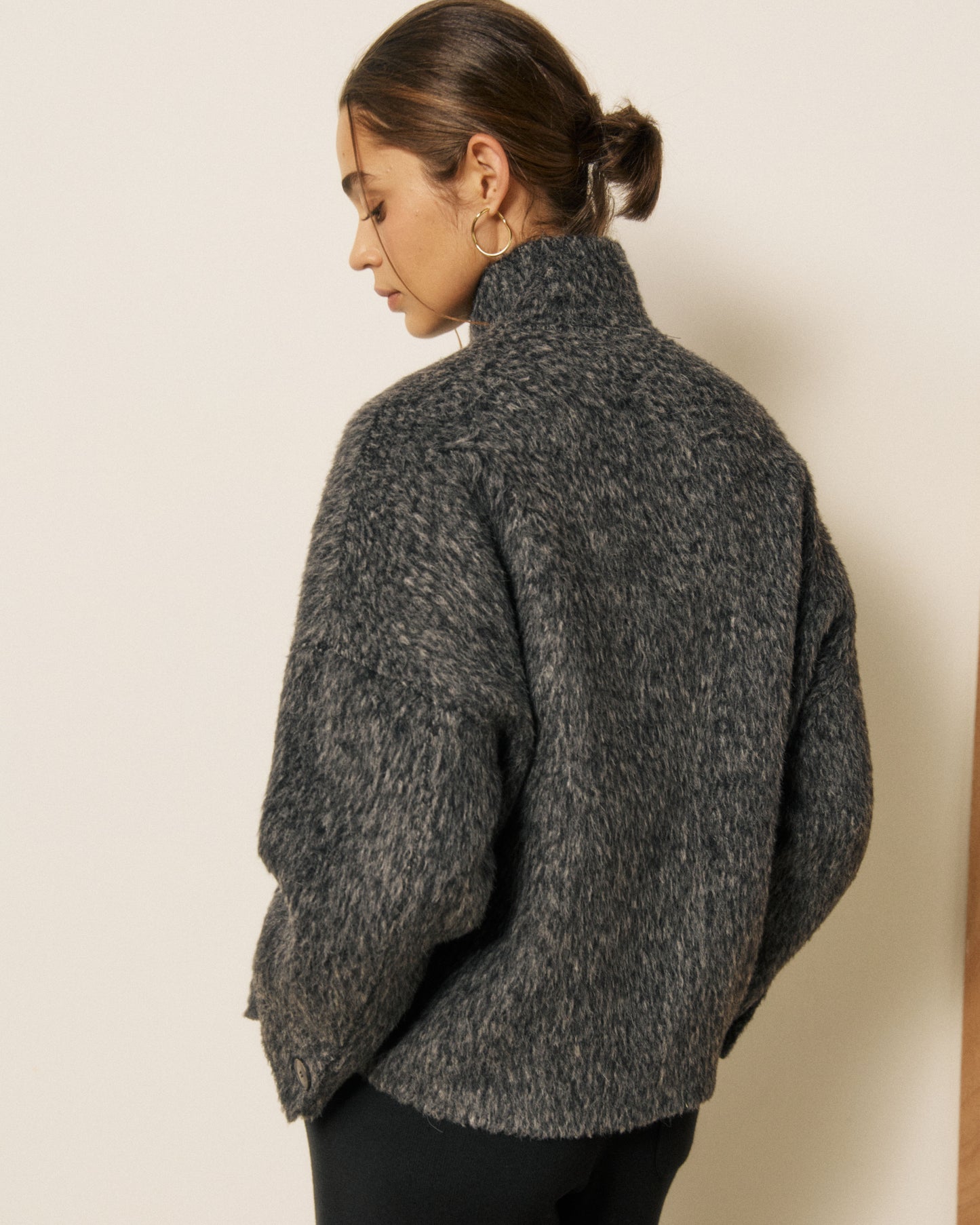 Veste Femme en Laine & Alpaga Double Face Gris Vivien