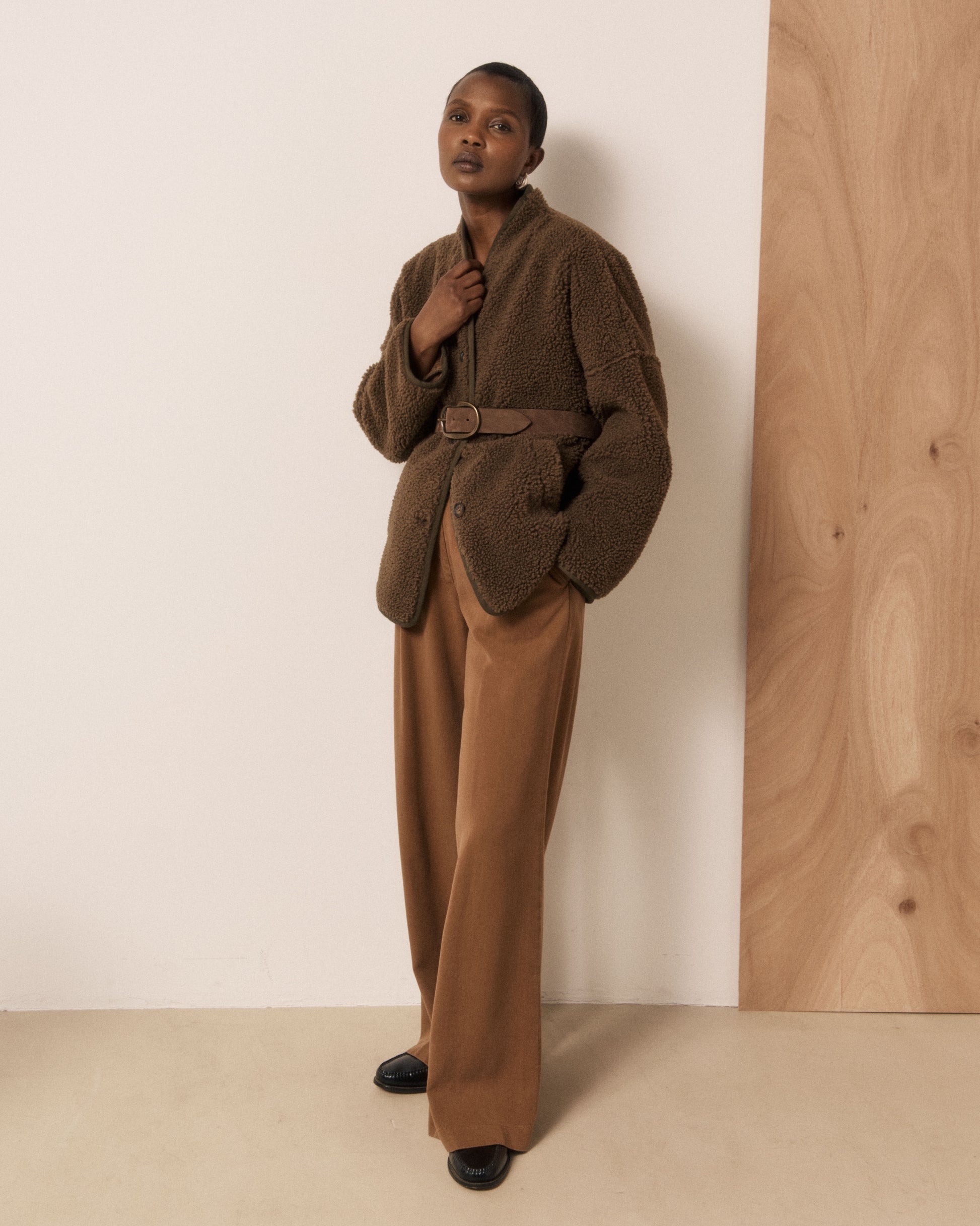 Veste Femme en Sherpa Marron Valdi