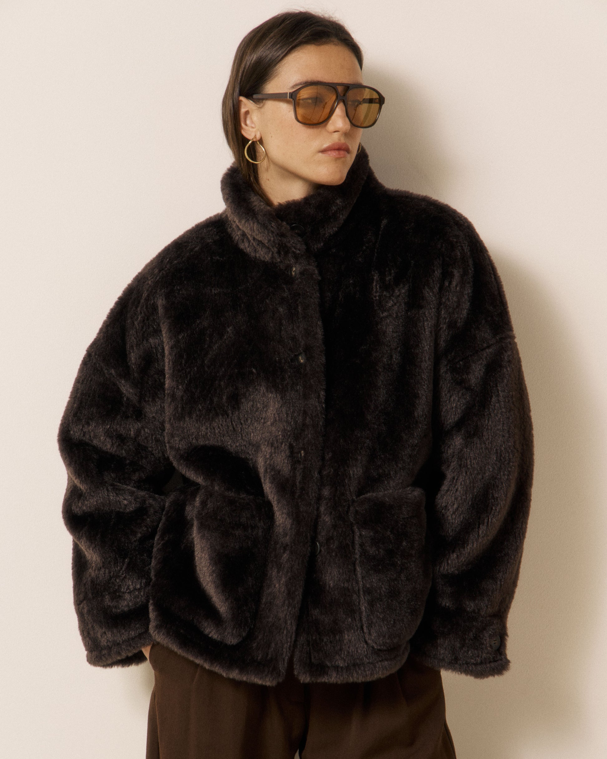 Veste Femme en Fausse fourrure Chocolat Vosmo