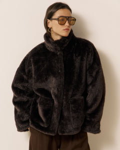 Veste Femme en Fausse fourrure Chocolat Vosmo