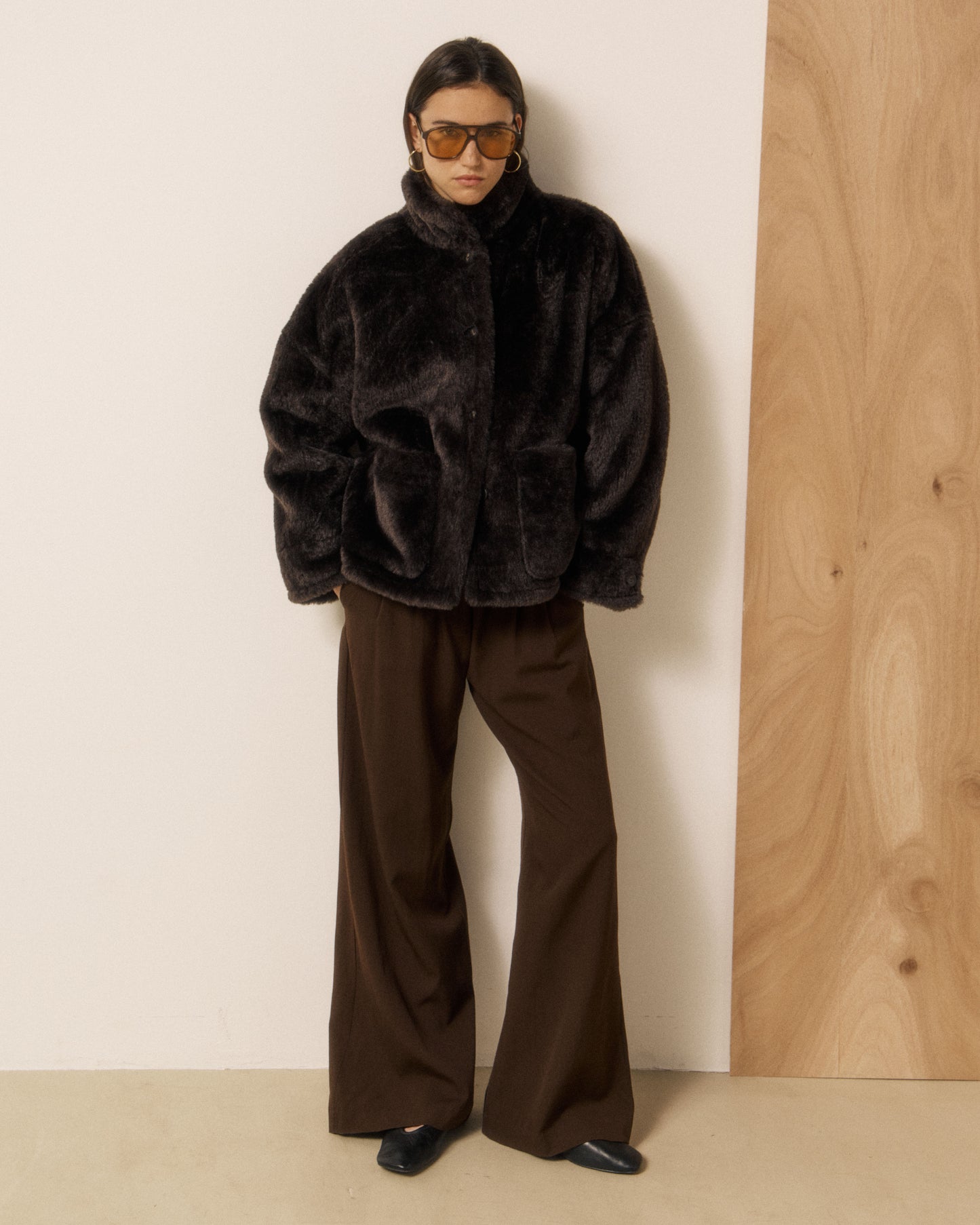 Veste Femme en Fausse fourrure Chocolat Vosmo