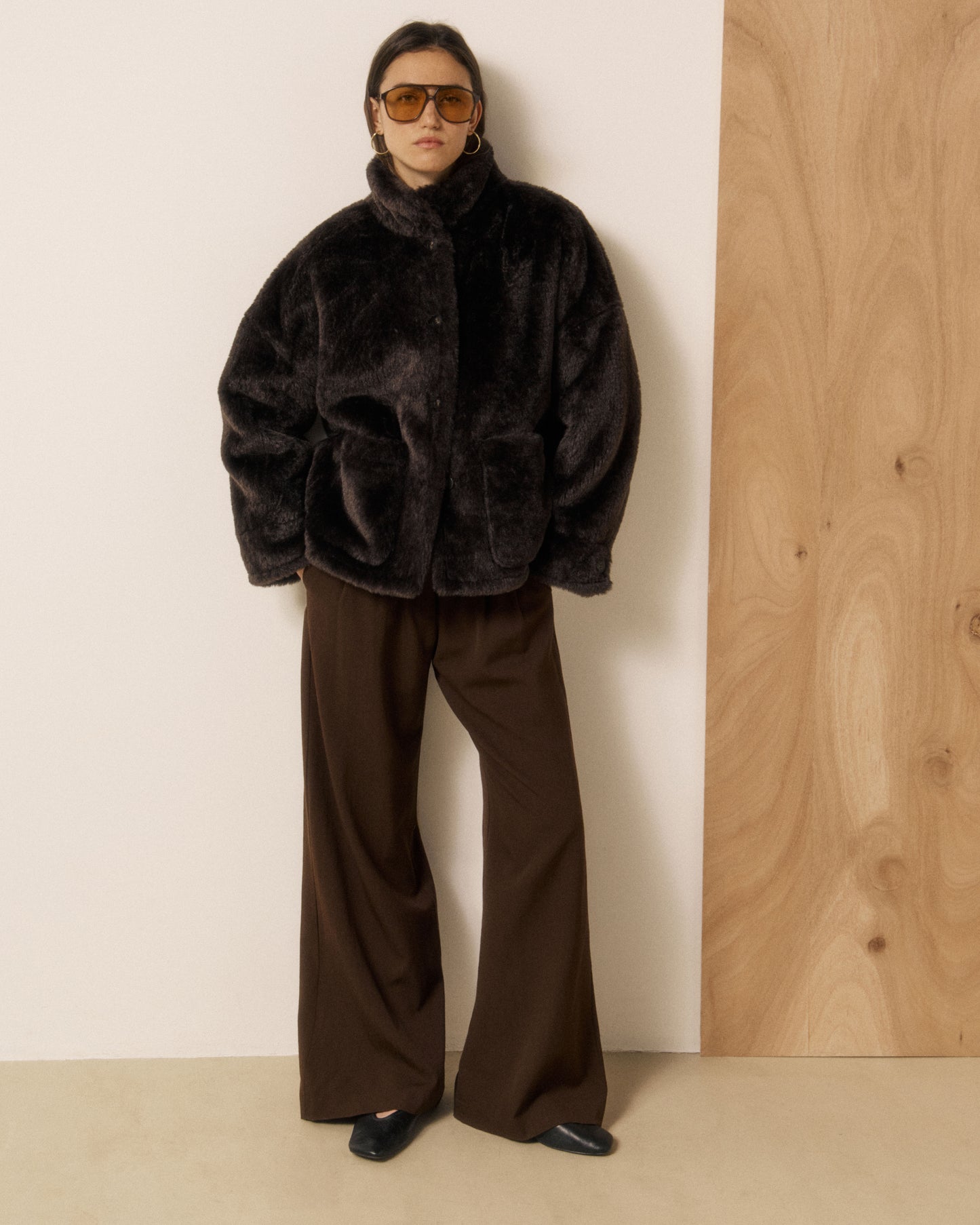 Veste Femme en Fausse fourrure Chocolat Vosmo