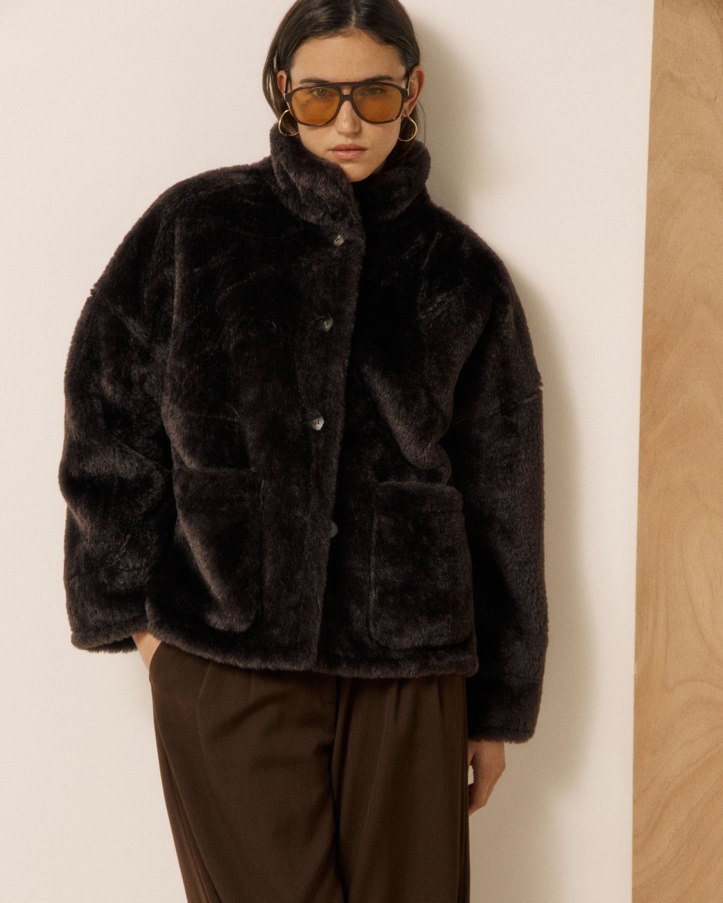Veste Femme en Fausse fourrure Chocolat Vosmo