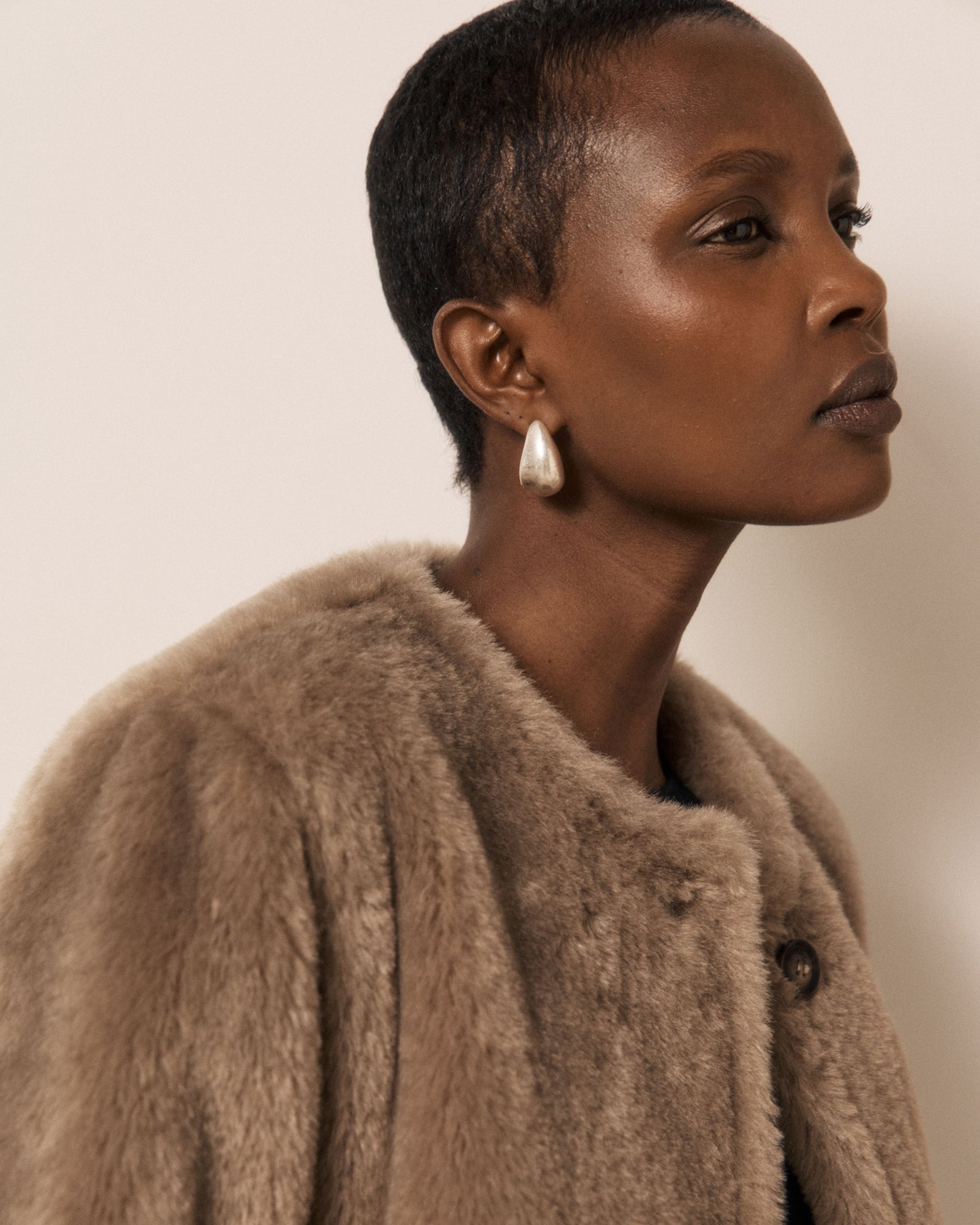 Veste Femme en Fausse fourrure Taupe Vigo