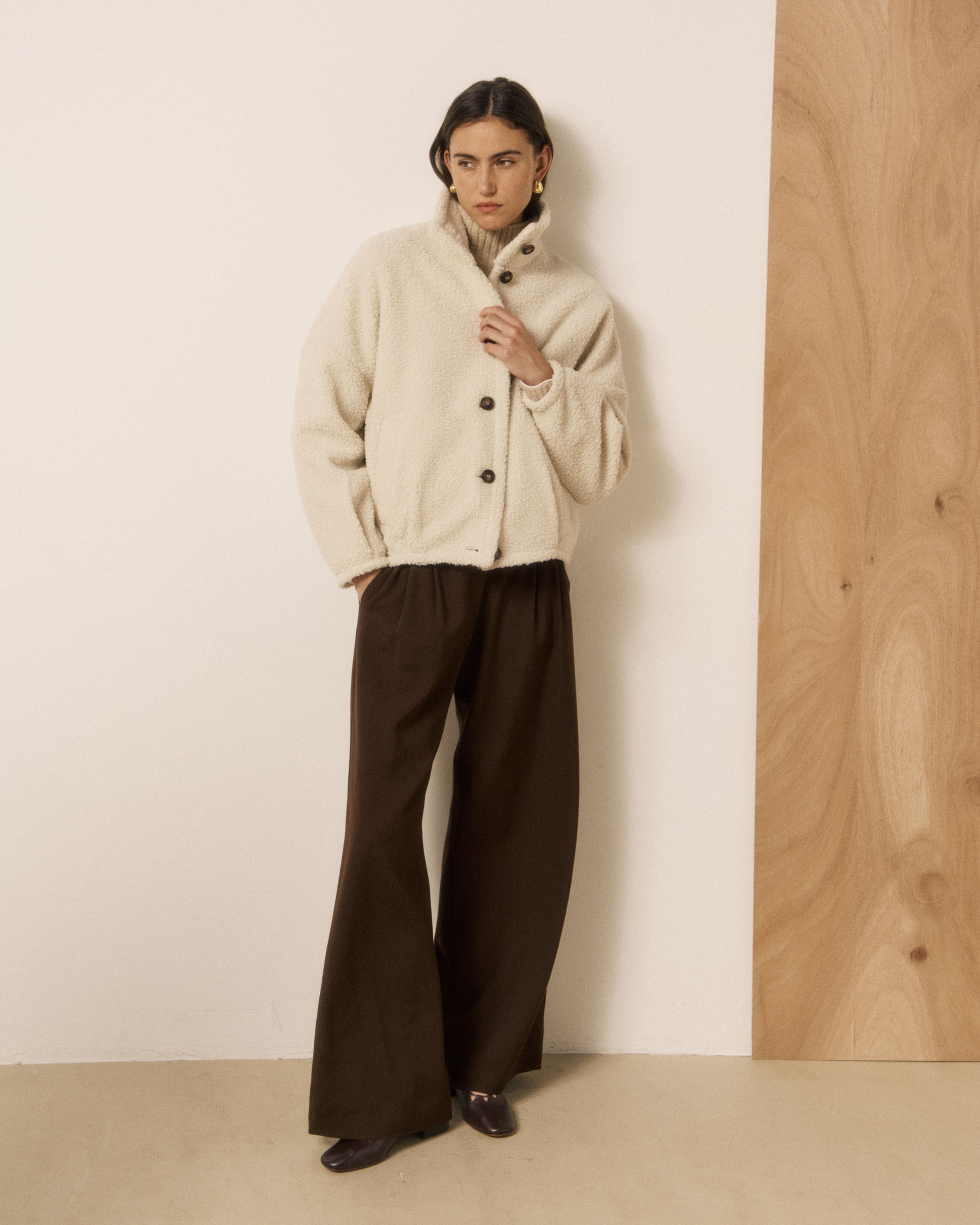 Blouson Femme en Sherpa Ecru Voice