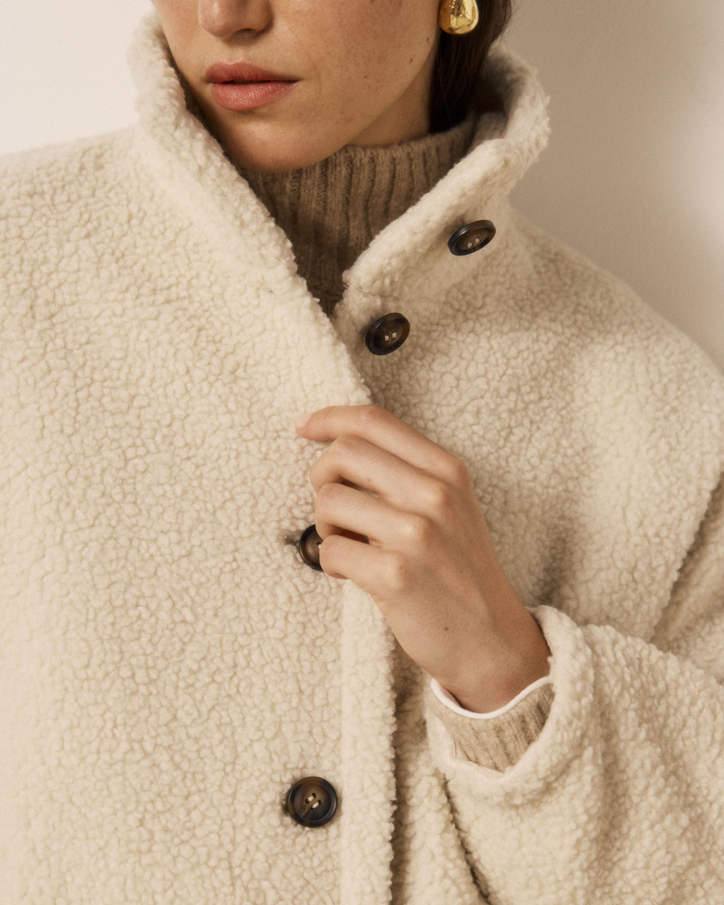 Blouson Femme en Sherpa Ecru Voice