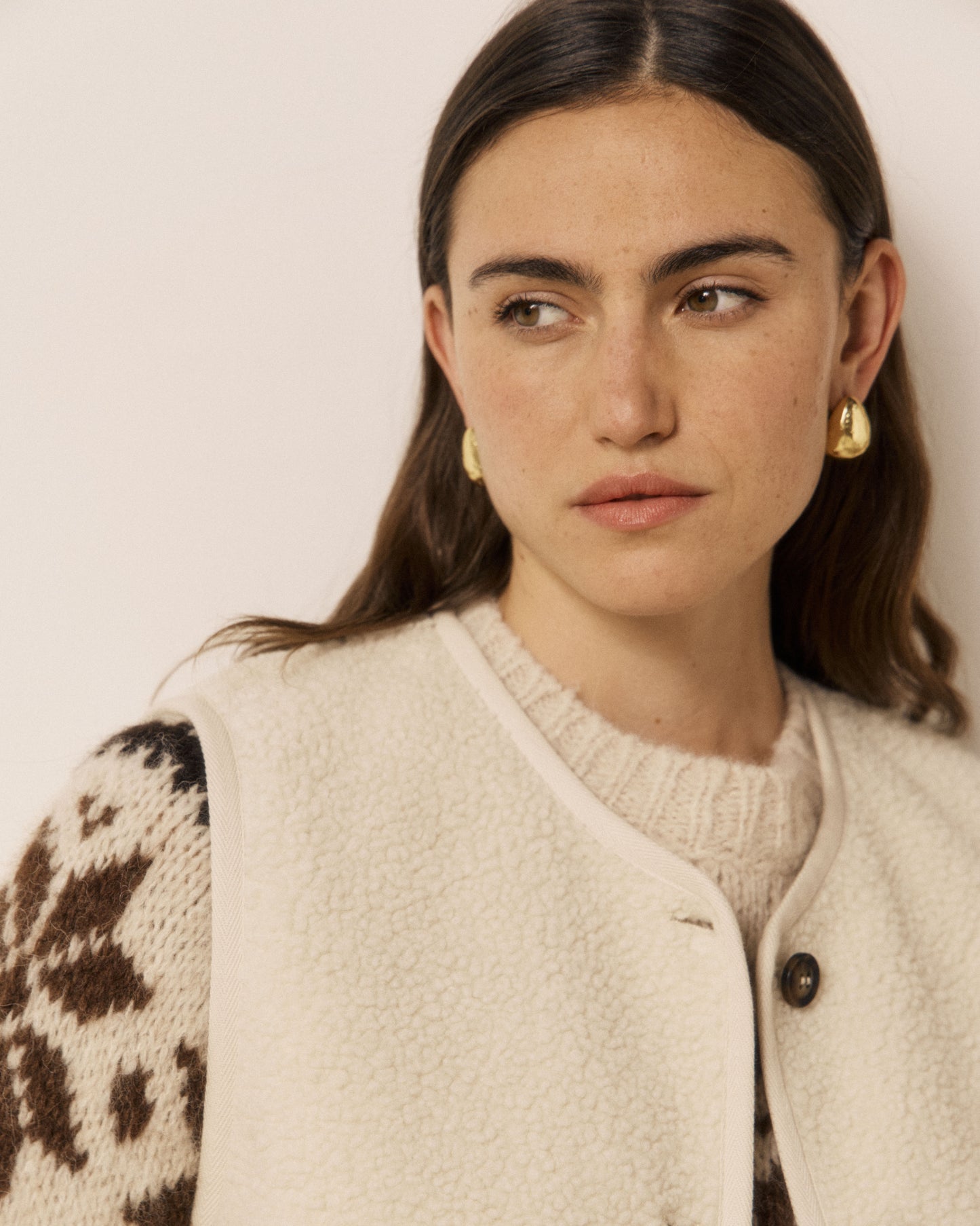 Gilet Femme en Sherpa Ecru Volt