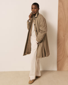 Manteau Femme en Gabardine de Coton Beige Valky