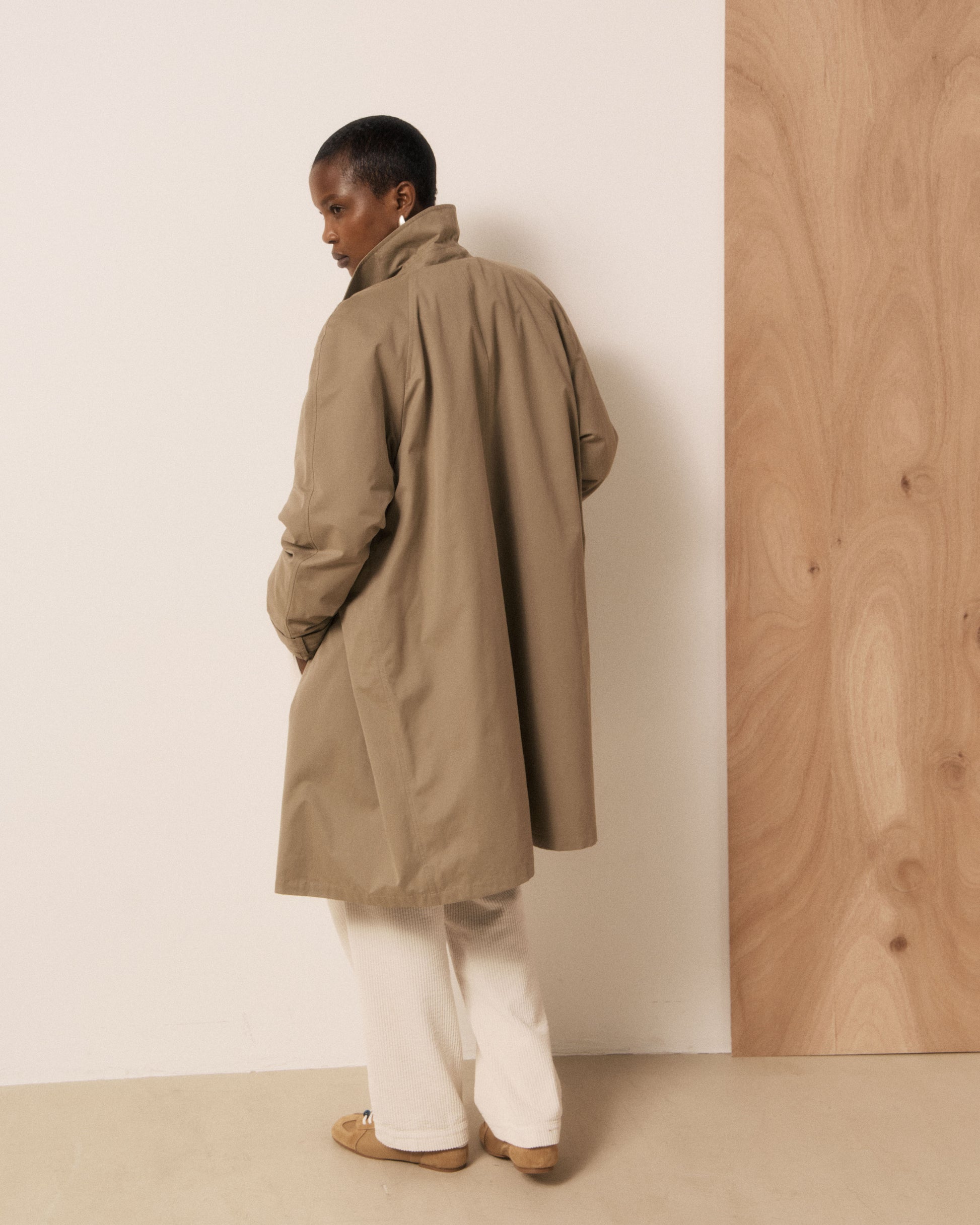 Manteau Femme en Gabardine de Coton Beige Valky